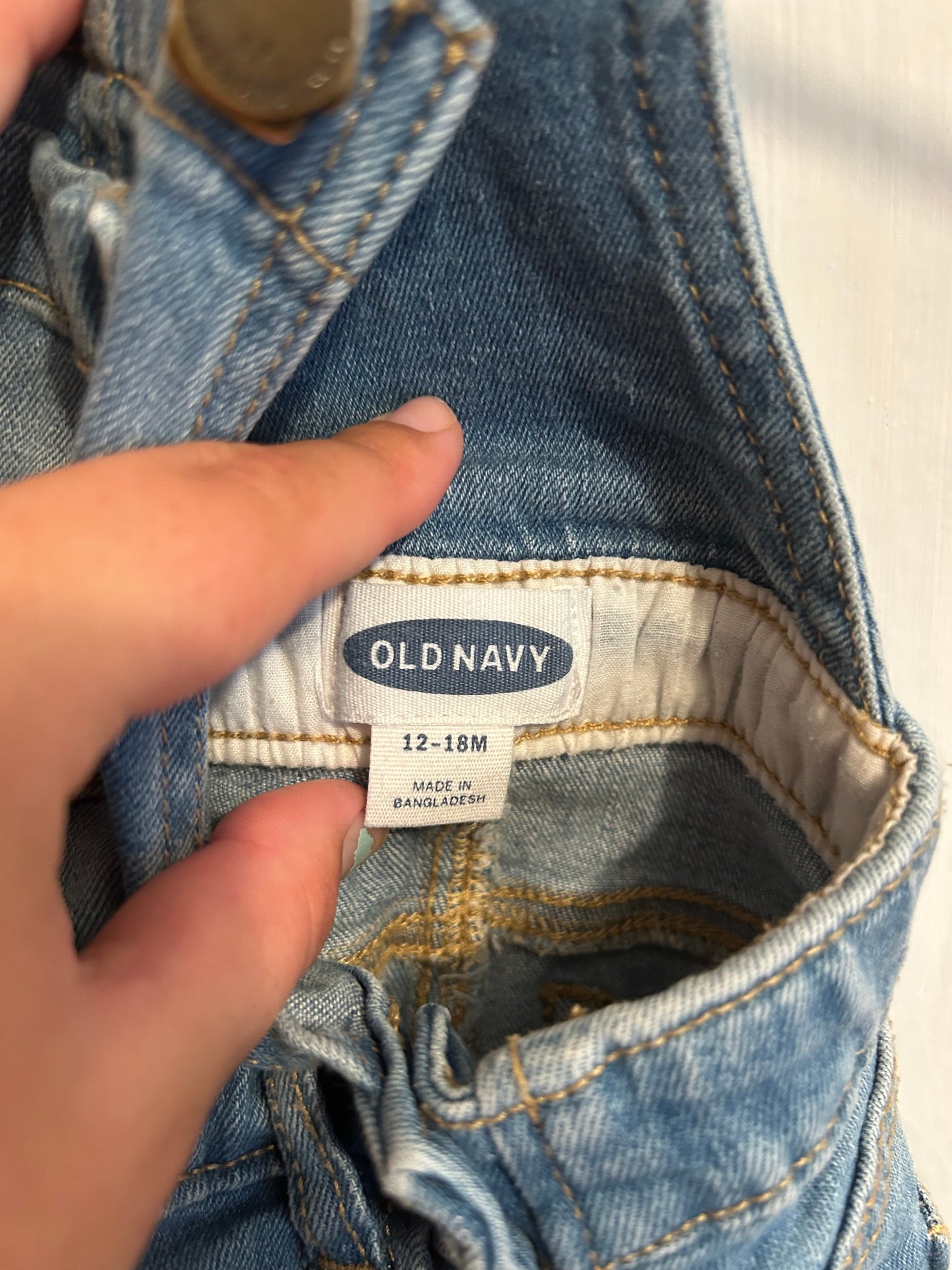 Old navy 12/18m light wash denim overalls