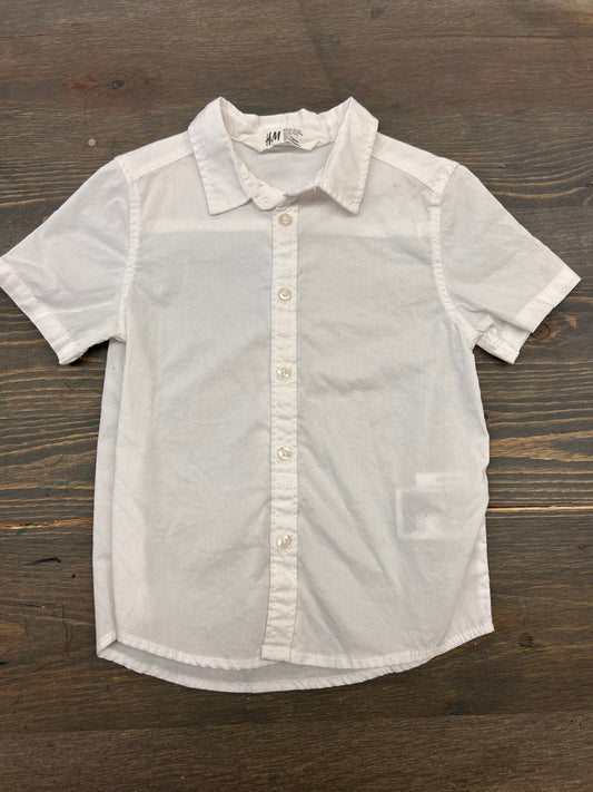 H&M 3/4t white short sleeve button up shirt