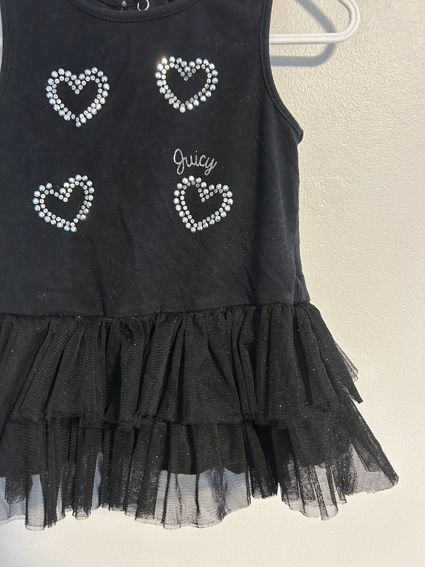 Juicy couture 24m black sequin heart tulle peplum tank top