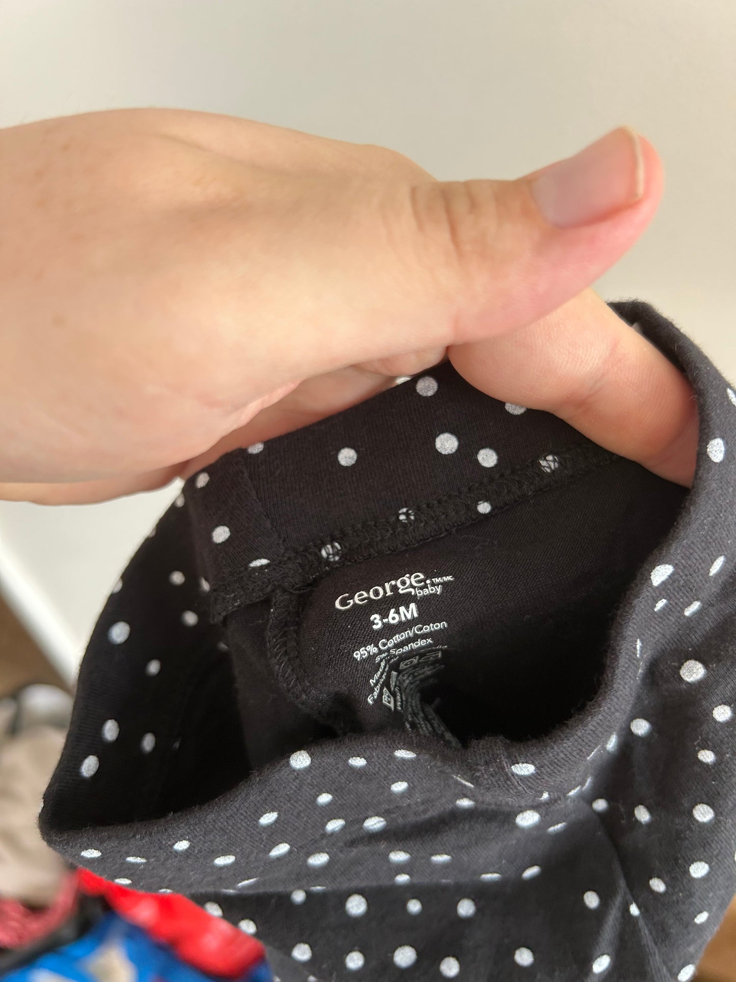 George 3/6m black polka dot leggings