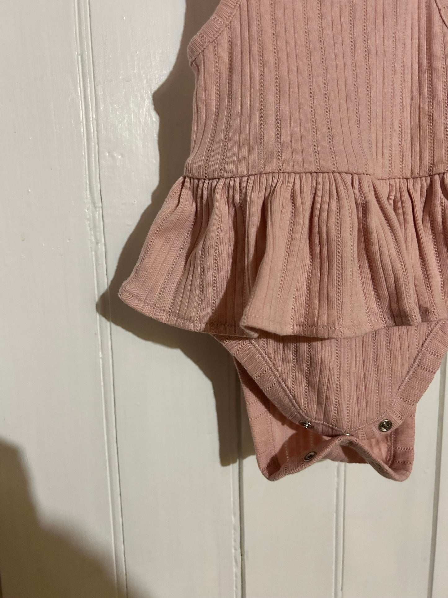 Old navy 3/6m pink ribbed skirted tank onesie