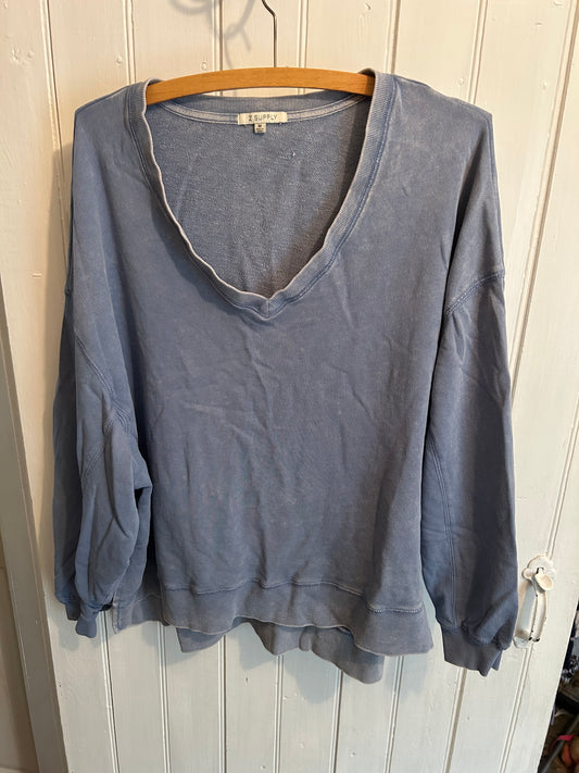 Z supply medium blue vneck cropped sweater