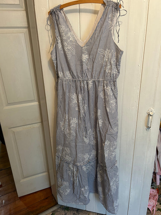 Joe fresh large blue floral stripe maxi dress