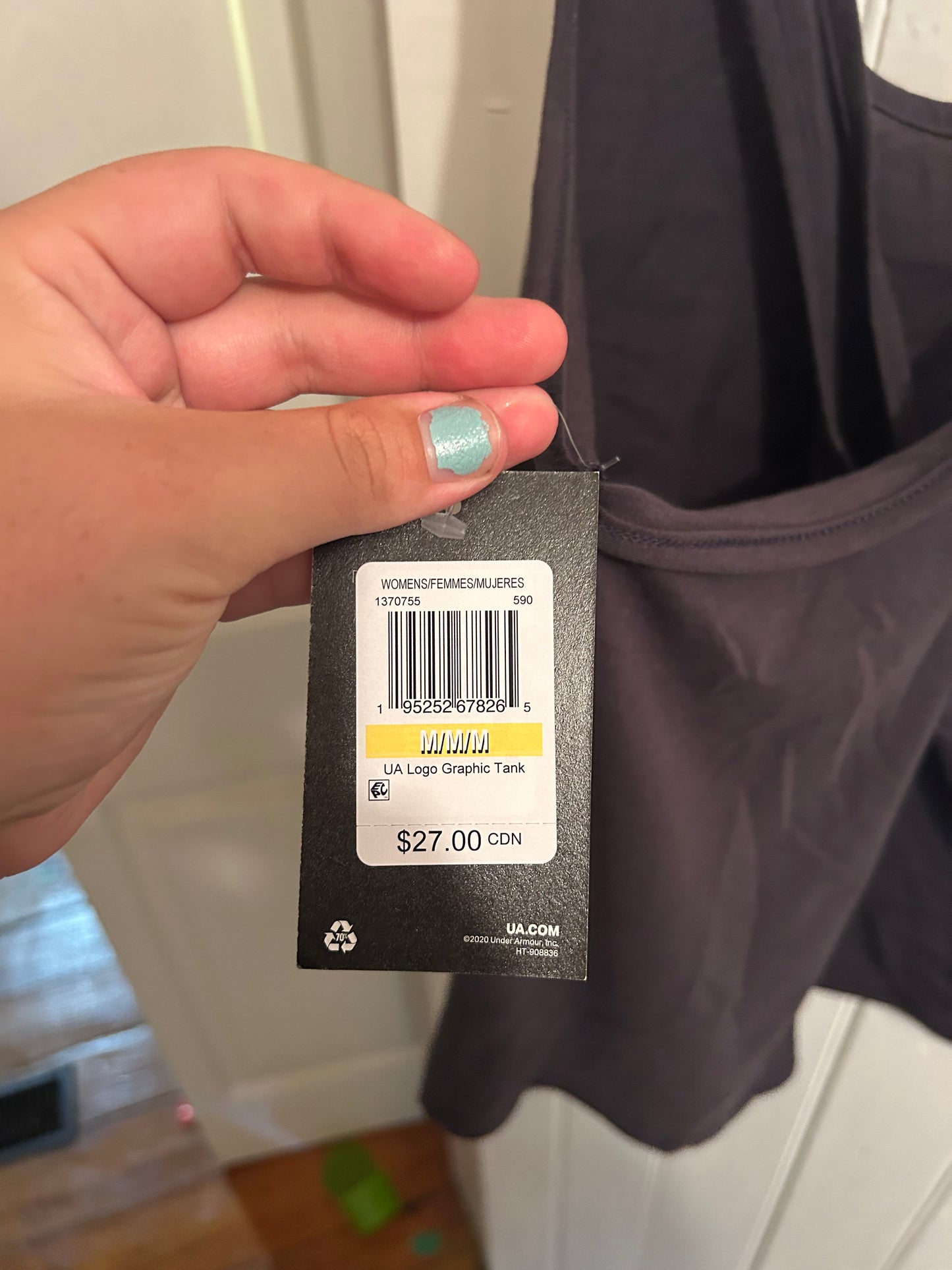 NEW under armour medium grey cross back tank top