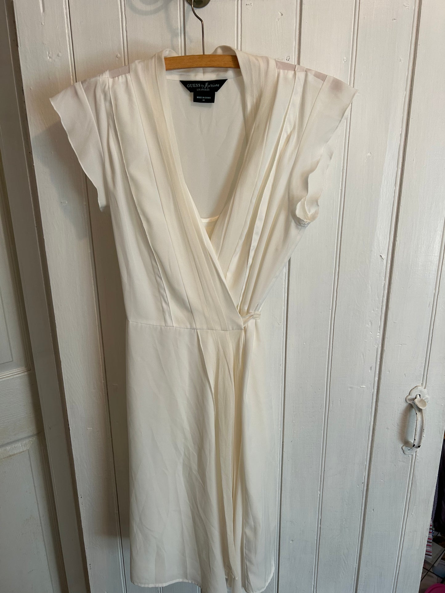Guess by Marciano medium white sheer slip wrap dress