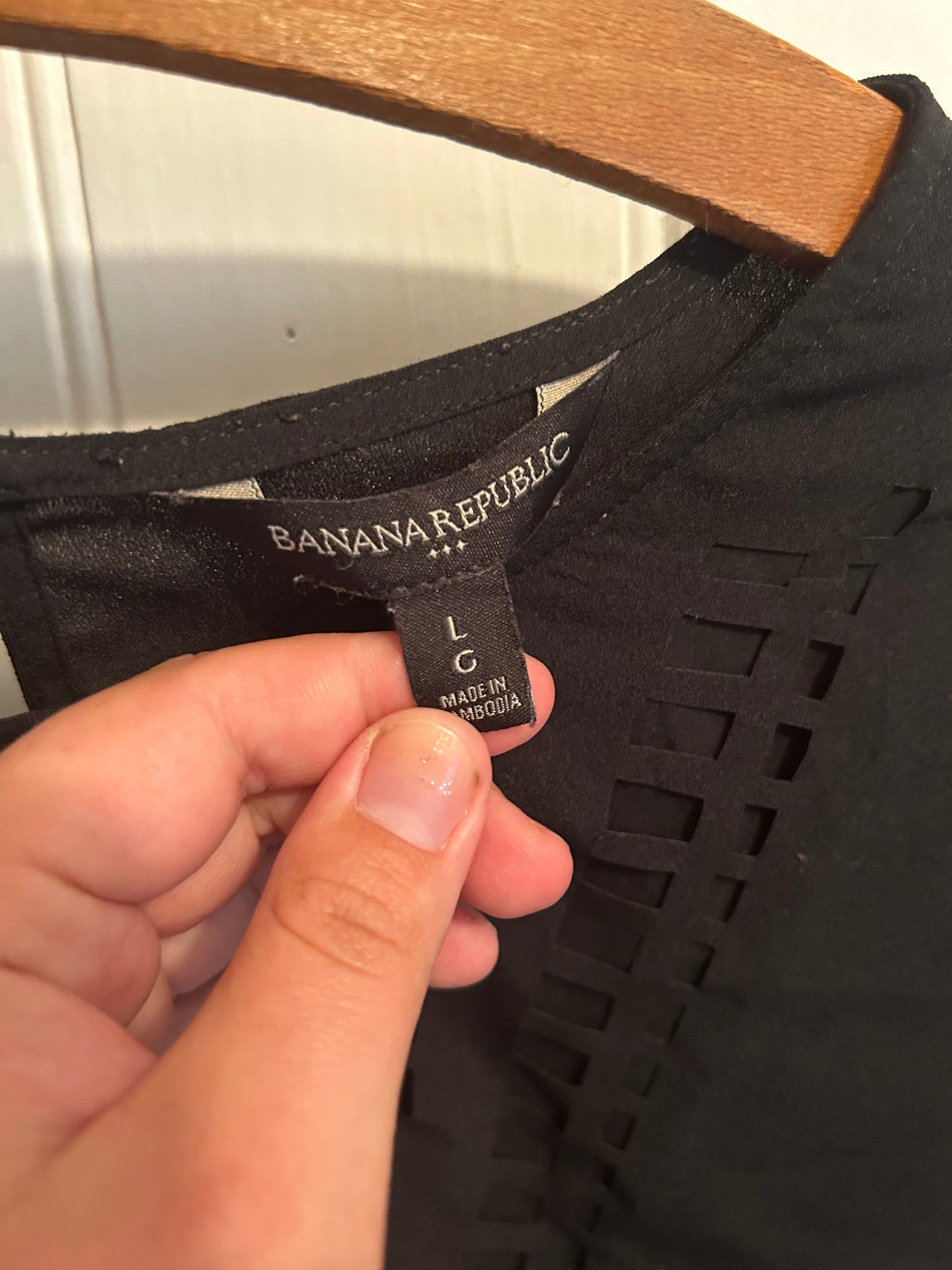 Banana Republic large black geometric blouse