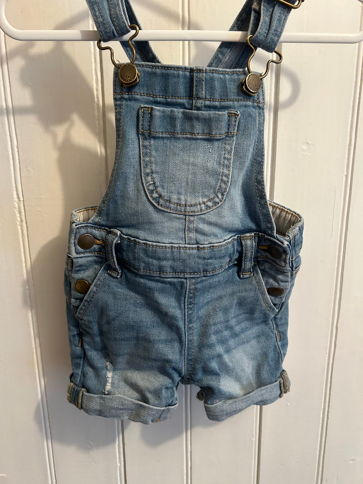 Old navy 12/18m light wash denim overalls