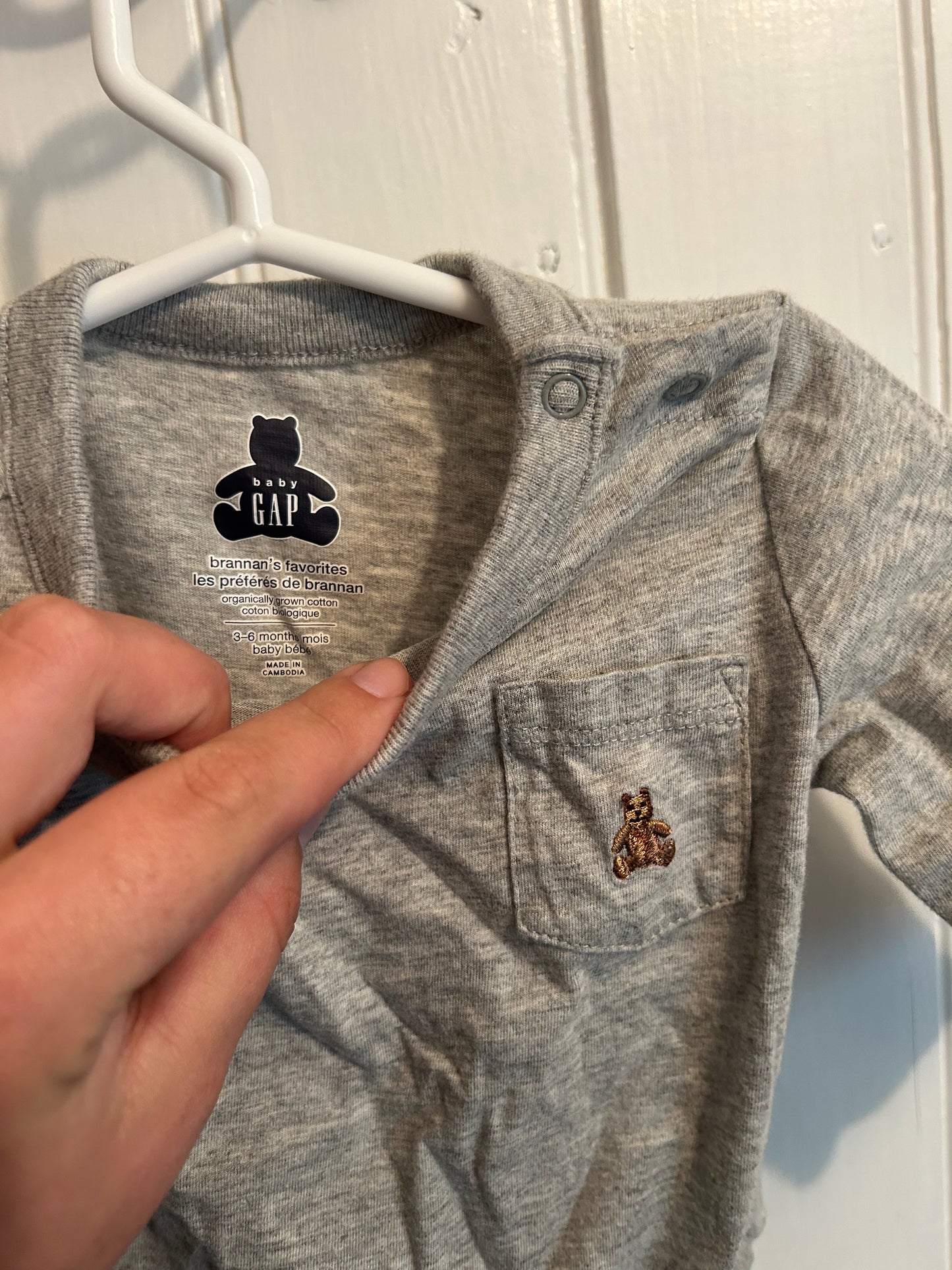 Gap 3/6m grey onesie