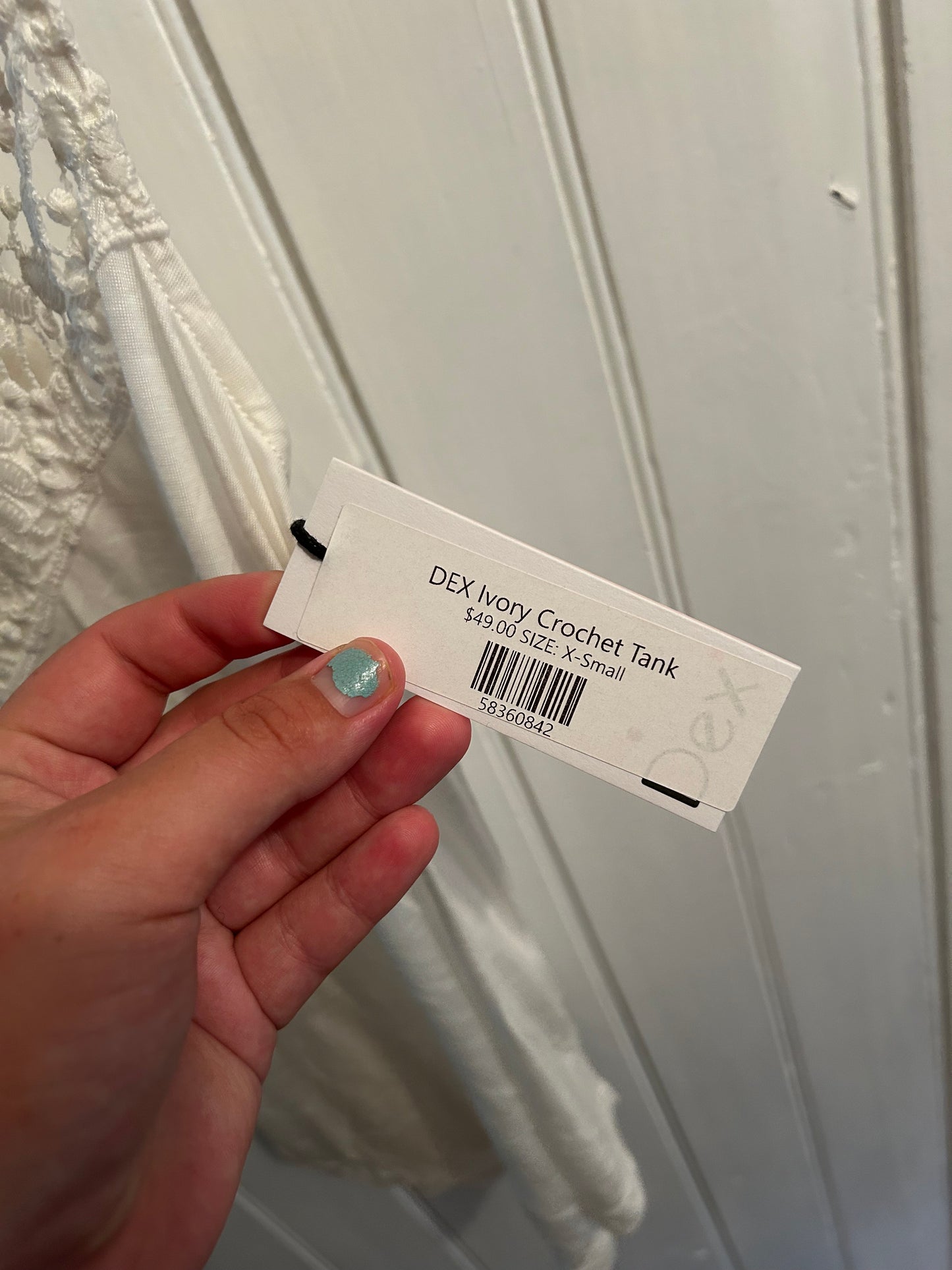 NEW DEX xs white lace strap back tank top