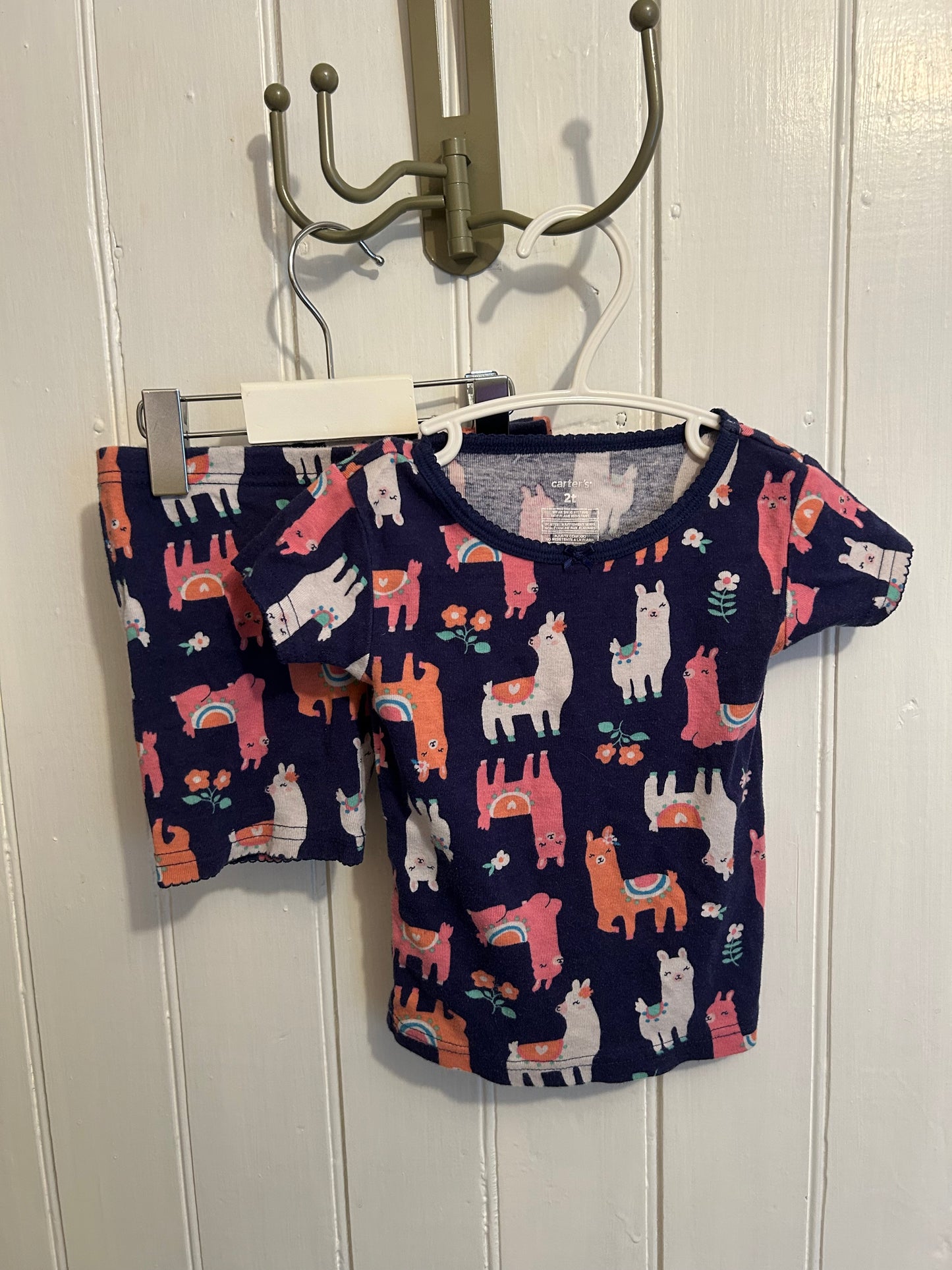 Carters 2t pink & blue llama 2pc set