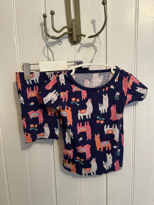 Carters 2t pink & blue llama 2pc set