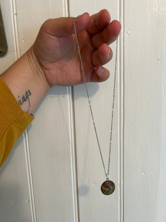 Handmade brown & green gemstone pendant necklace