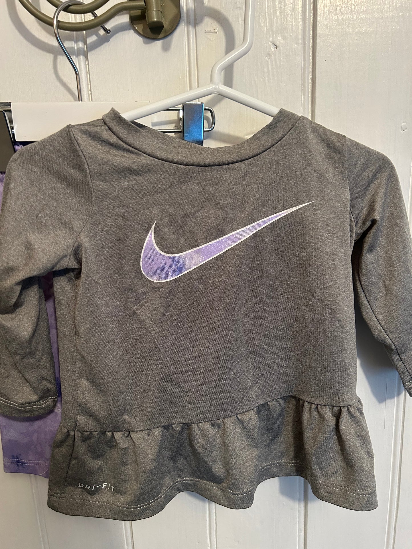 Nike 6m grey & purple athletic peplum set