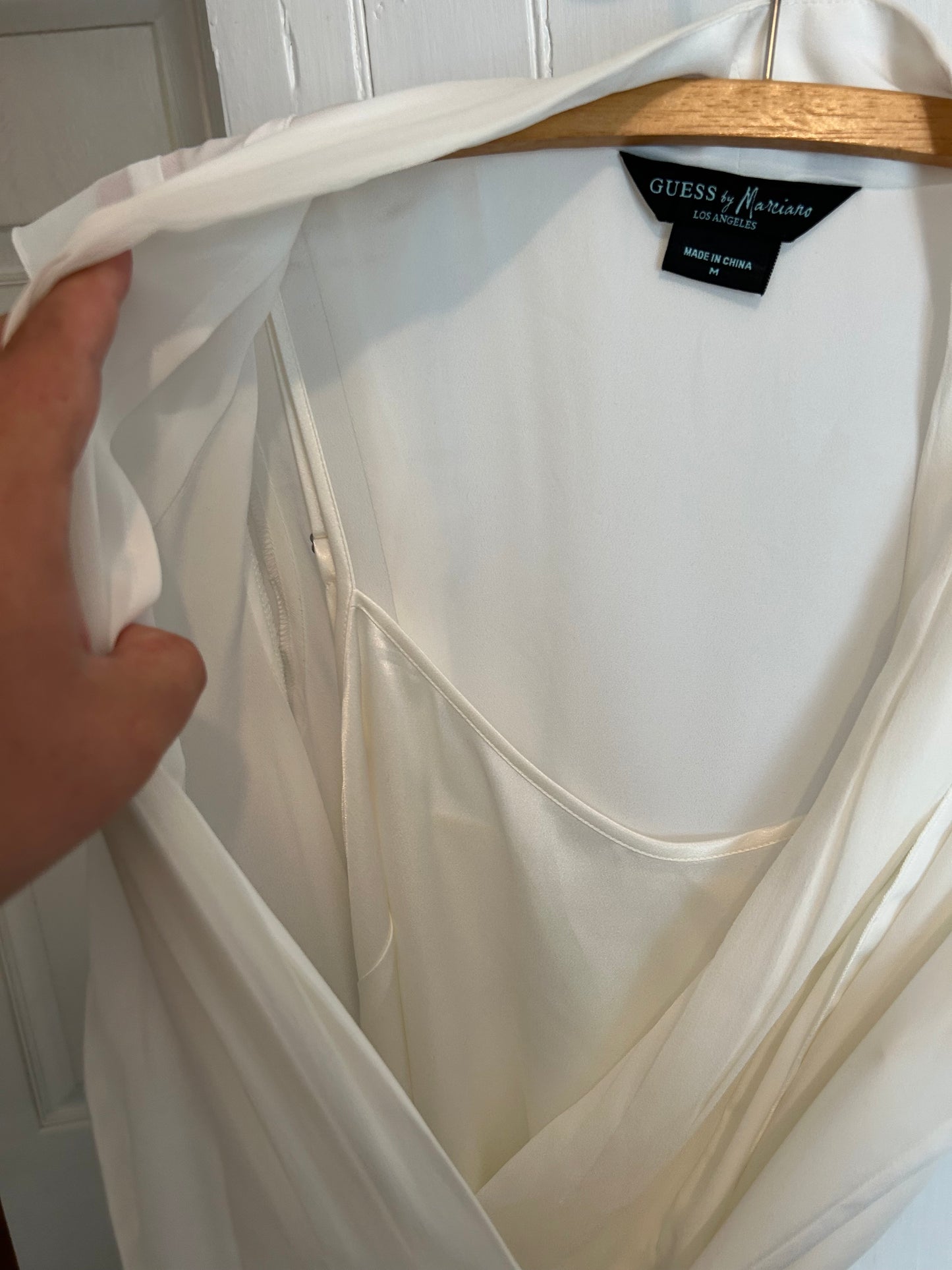 Guess by Marciano medium white sheer slip wrap dress