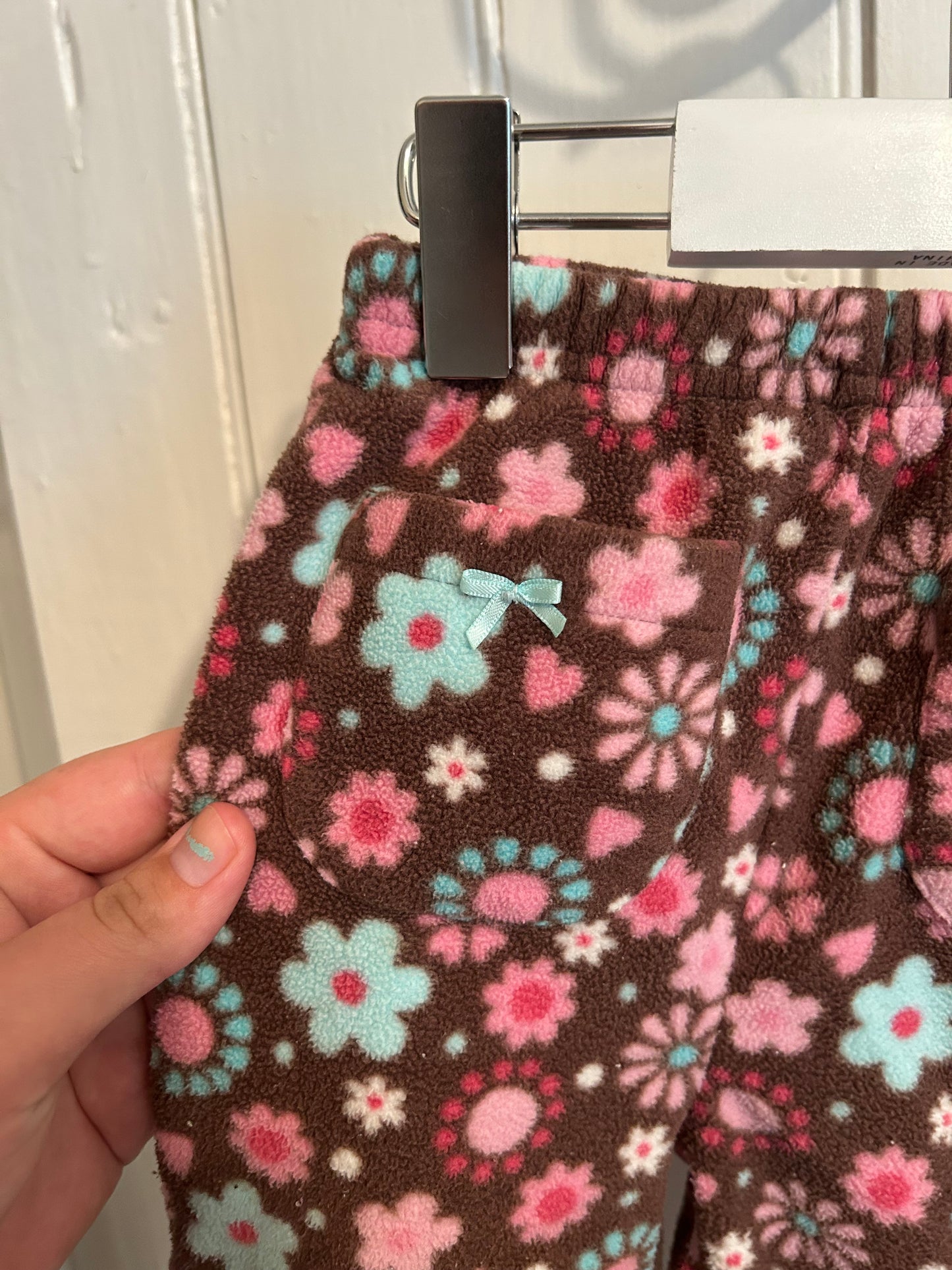 Carters 12m blue & pink floral fleece pants