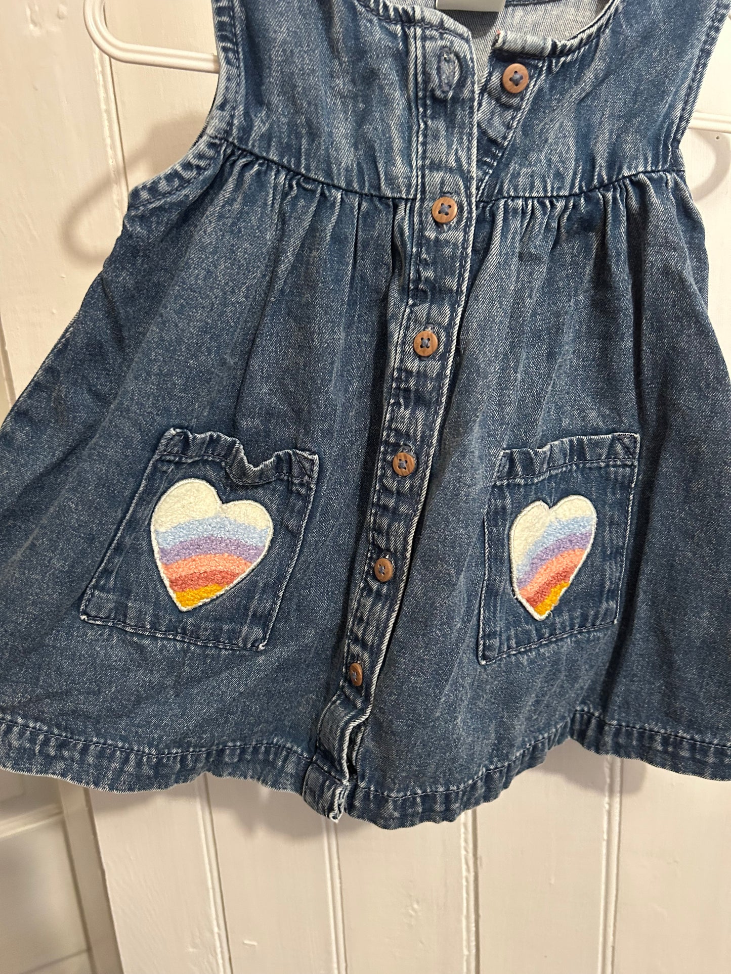 Next 6/9m denim heart pocket dress