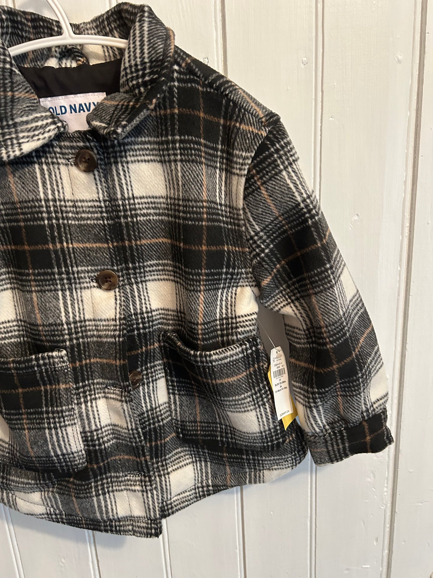 NEW old navy 3t black plaid Shacket