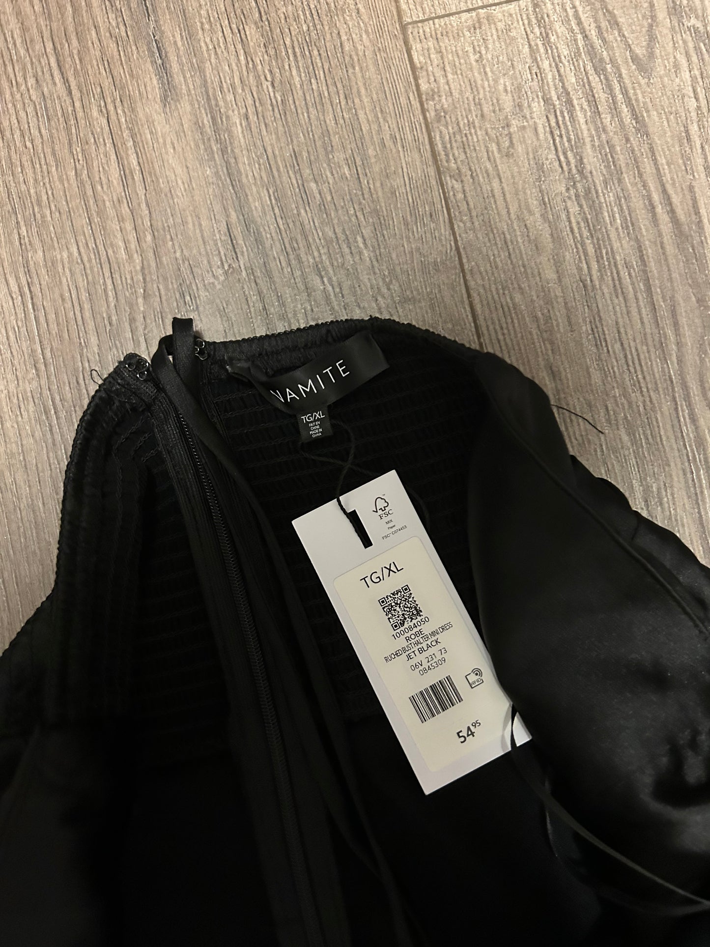 NEW dynamite xl black silk halter mini dress