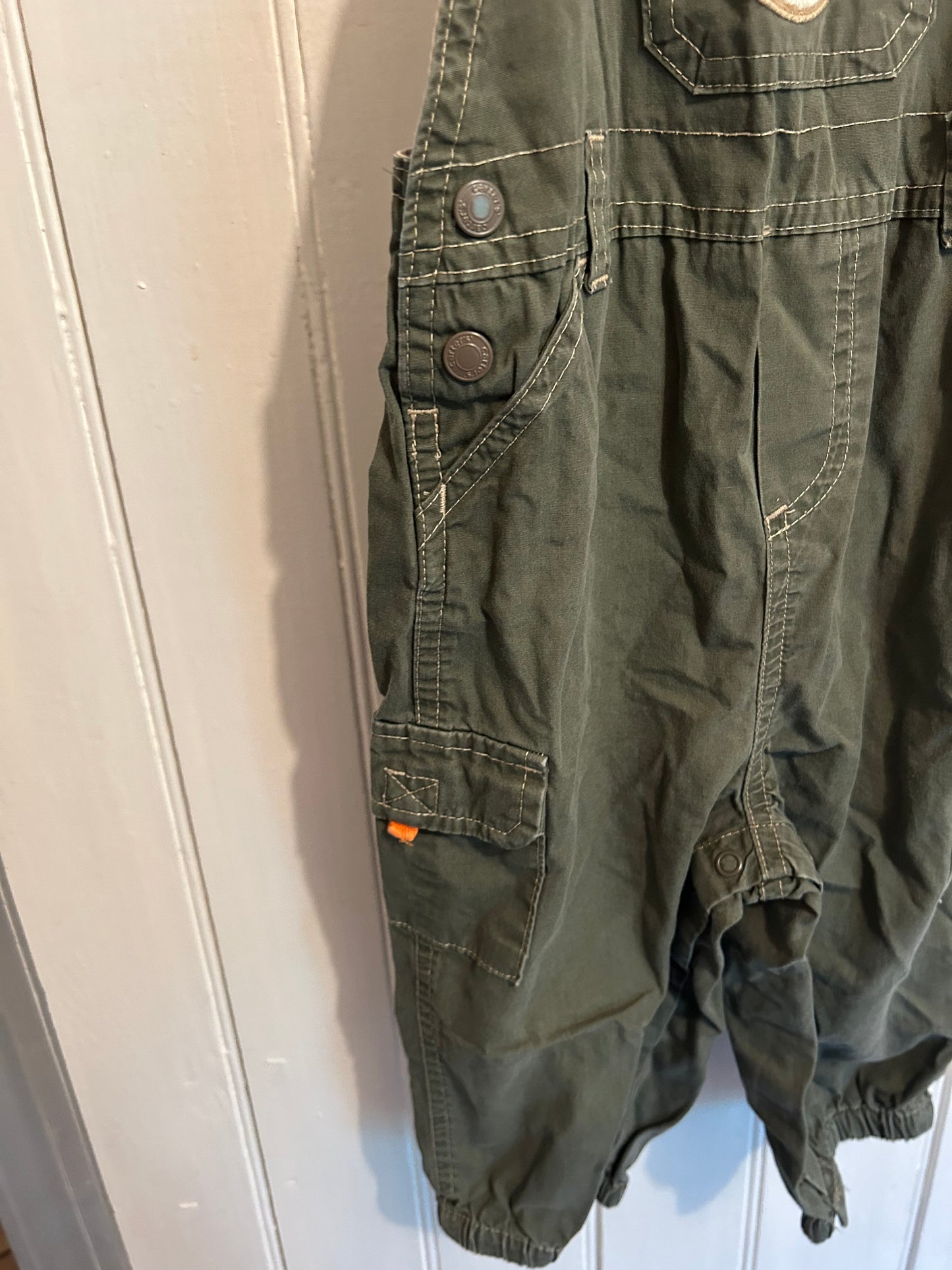 Carters 18m green monkey cargo overalls