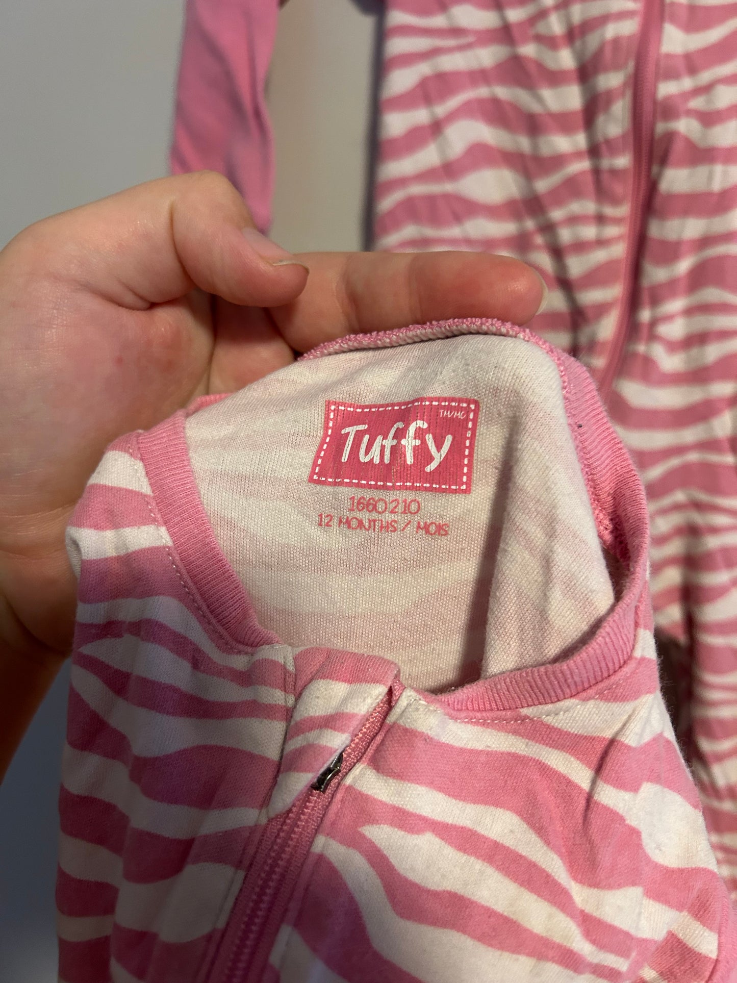 Tuffy 12m pink zebra sleeper