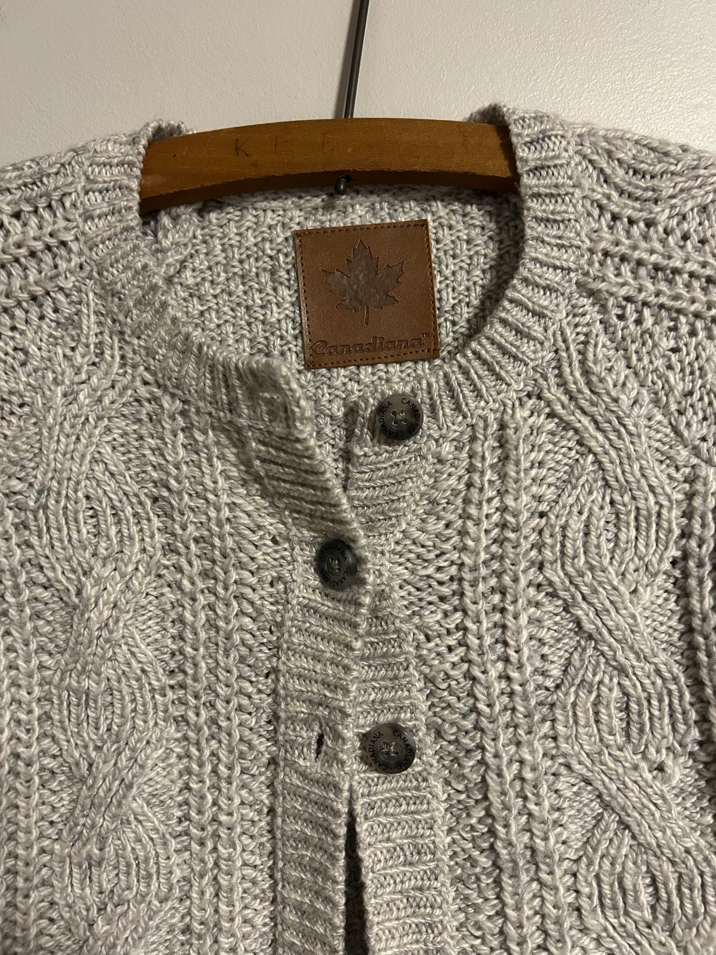 Canadiana youth small grey knit cardigan
