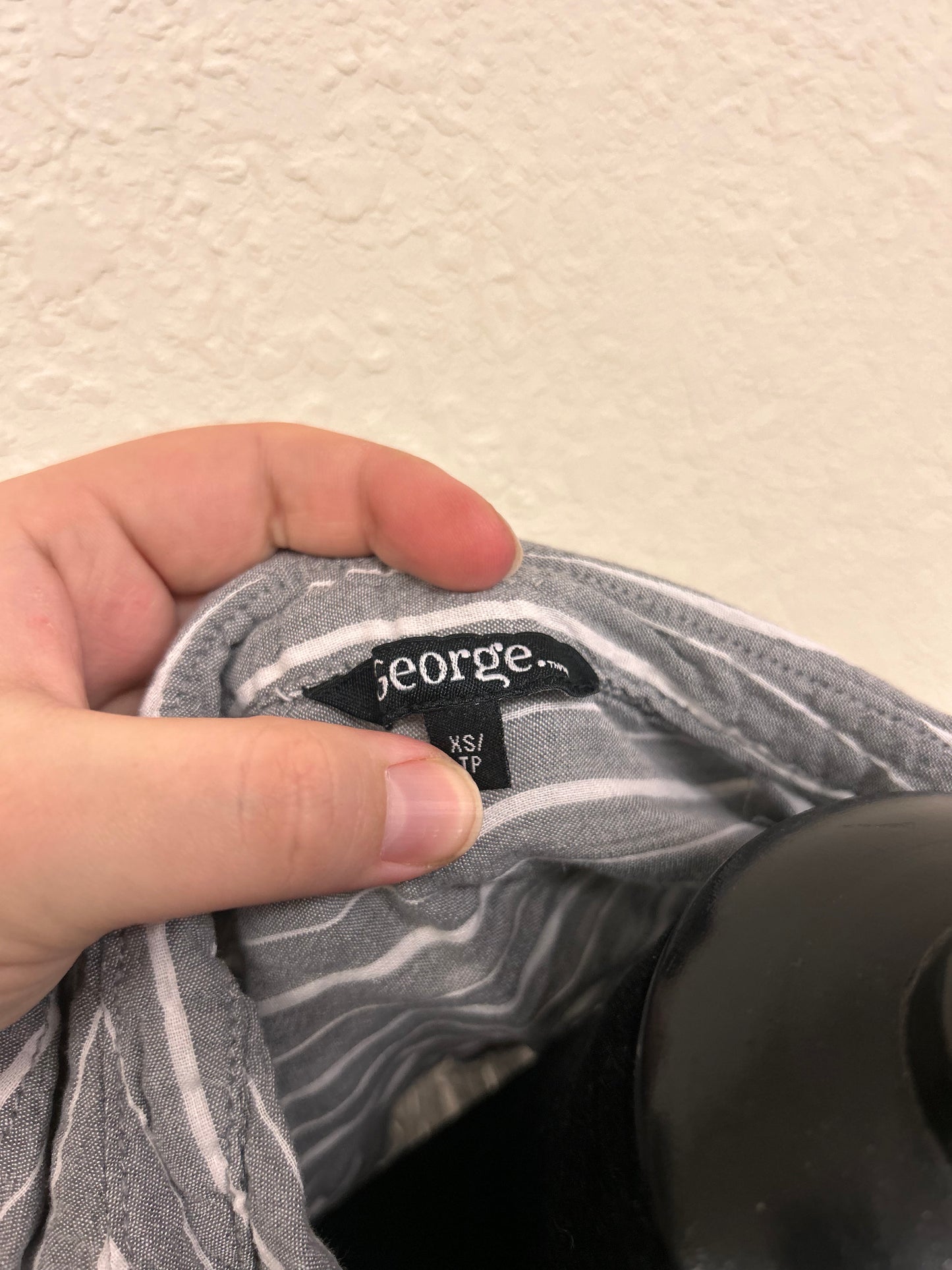 George xs grey striped button up shirt