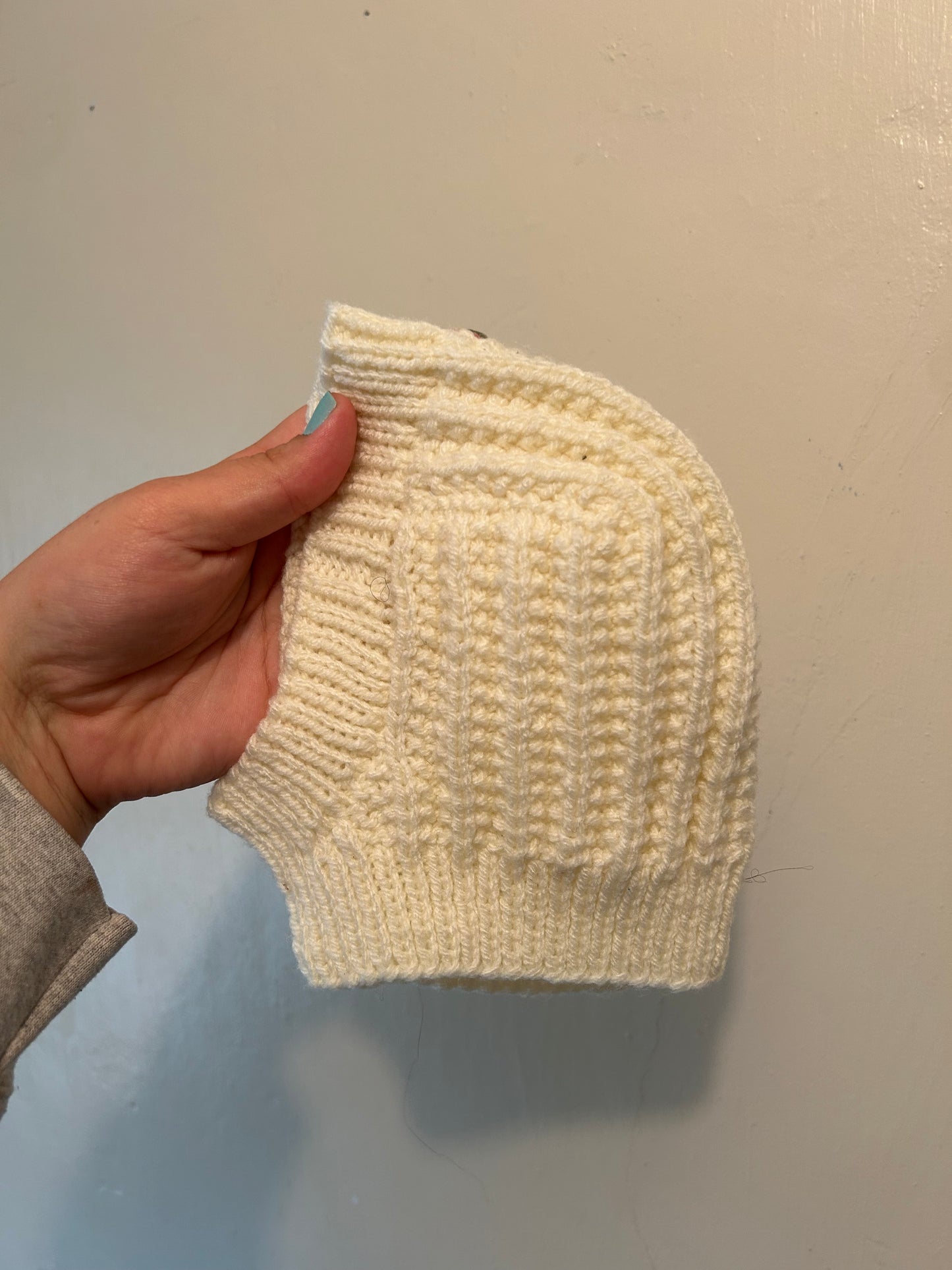Handmade infant tan knit balaclava hat