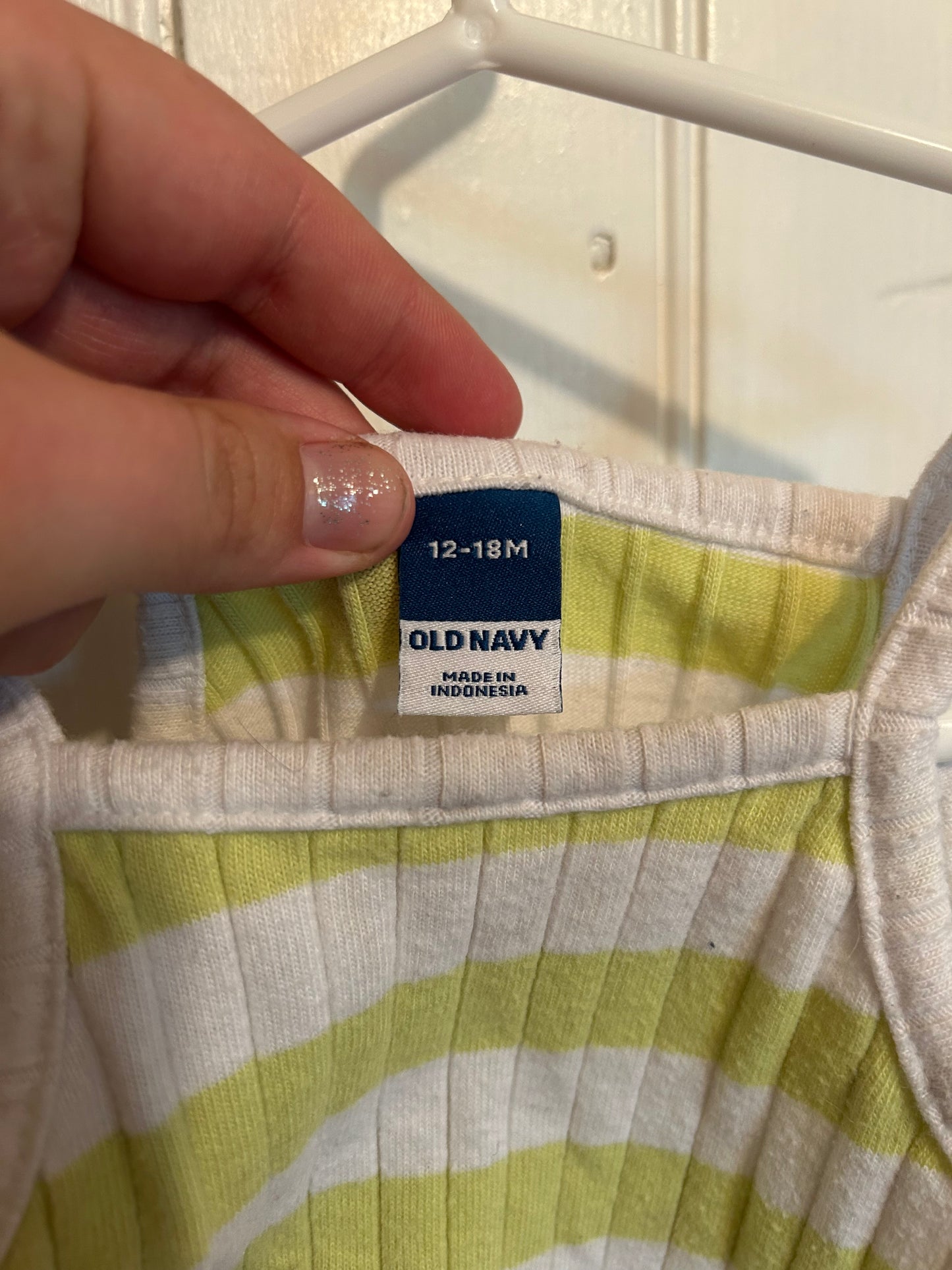 Old navy 12/18m green striped tank top