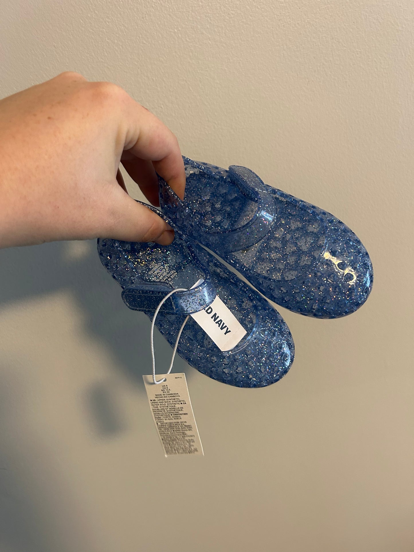 NEW old navy infant 6 blue glitter shoes