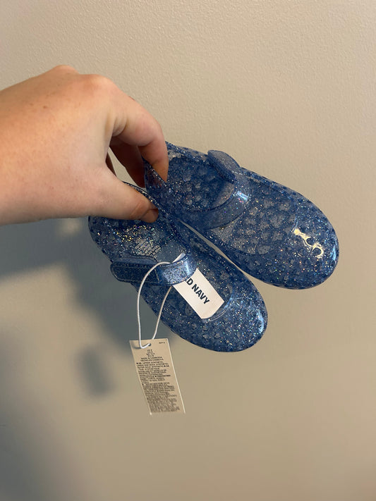 NEW old navy infant 6 blue glitter shoes