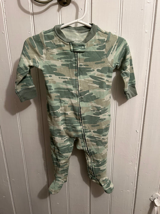 Carters 6m green camo waffle knit sleeper