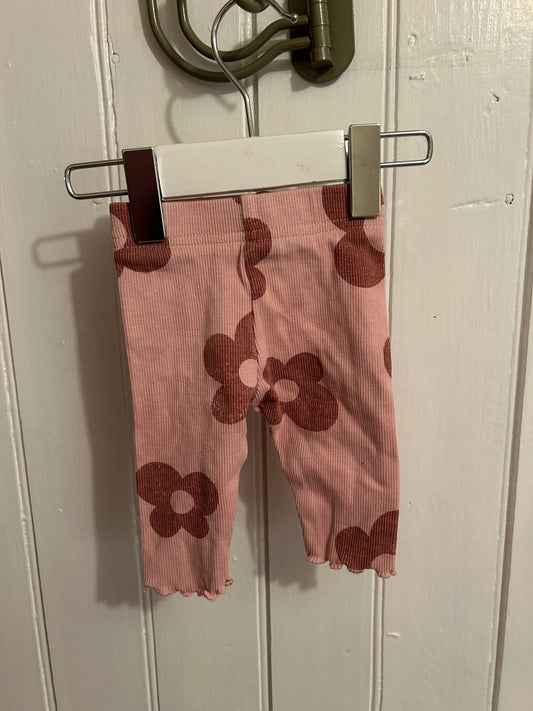 George 0/3m pink floral ribbed pants