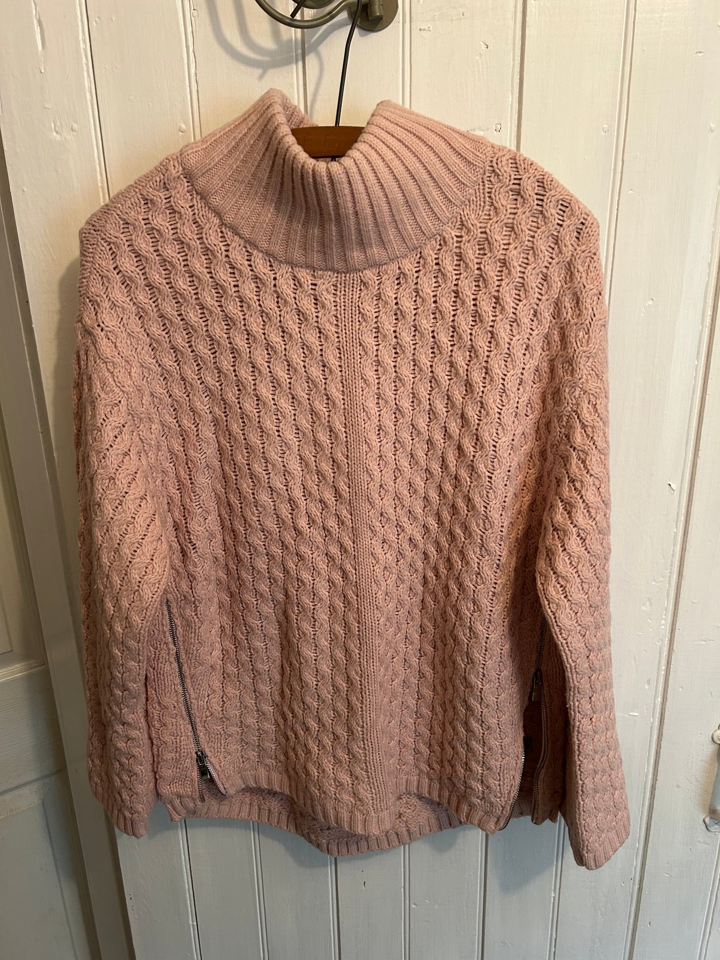 Dex medium pink knit side zipper high neck sweater