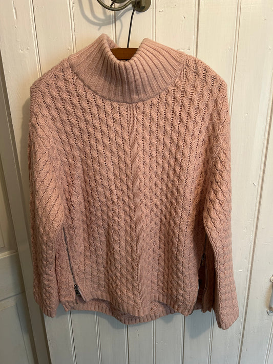 Dex medium pink knit side zipper high neck sweater