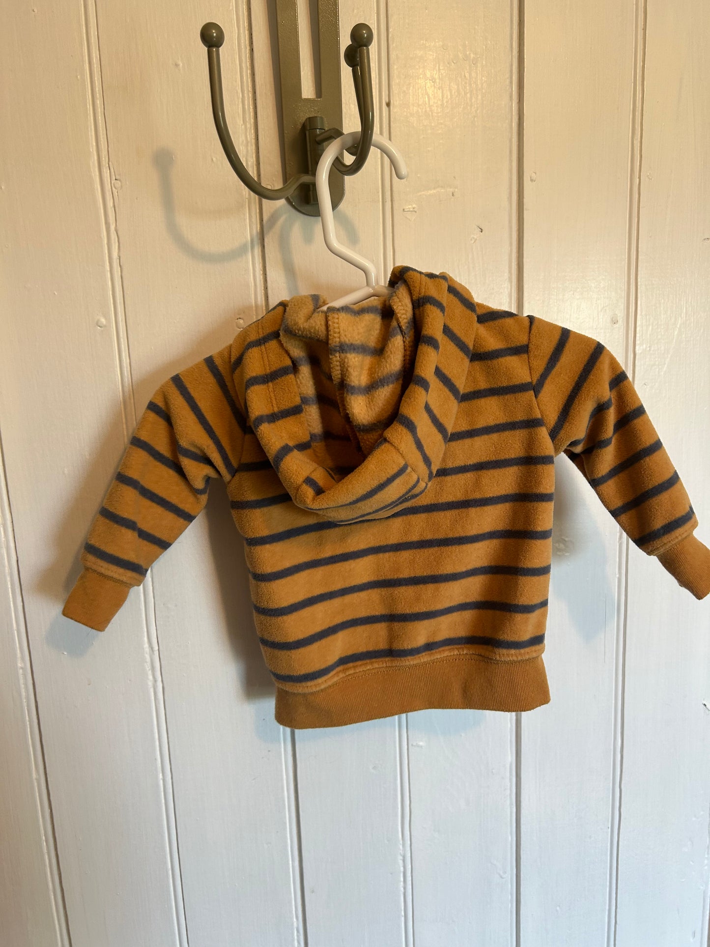 Carters 0/3m orange striped fleece truck sweater