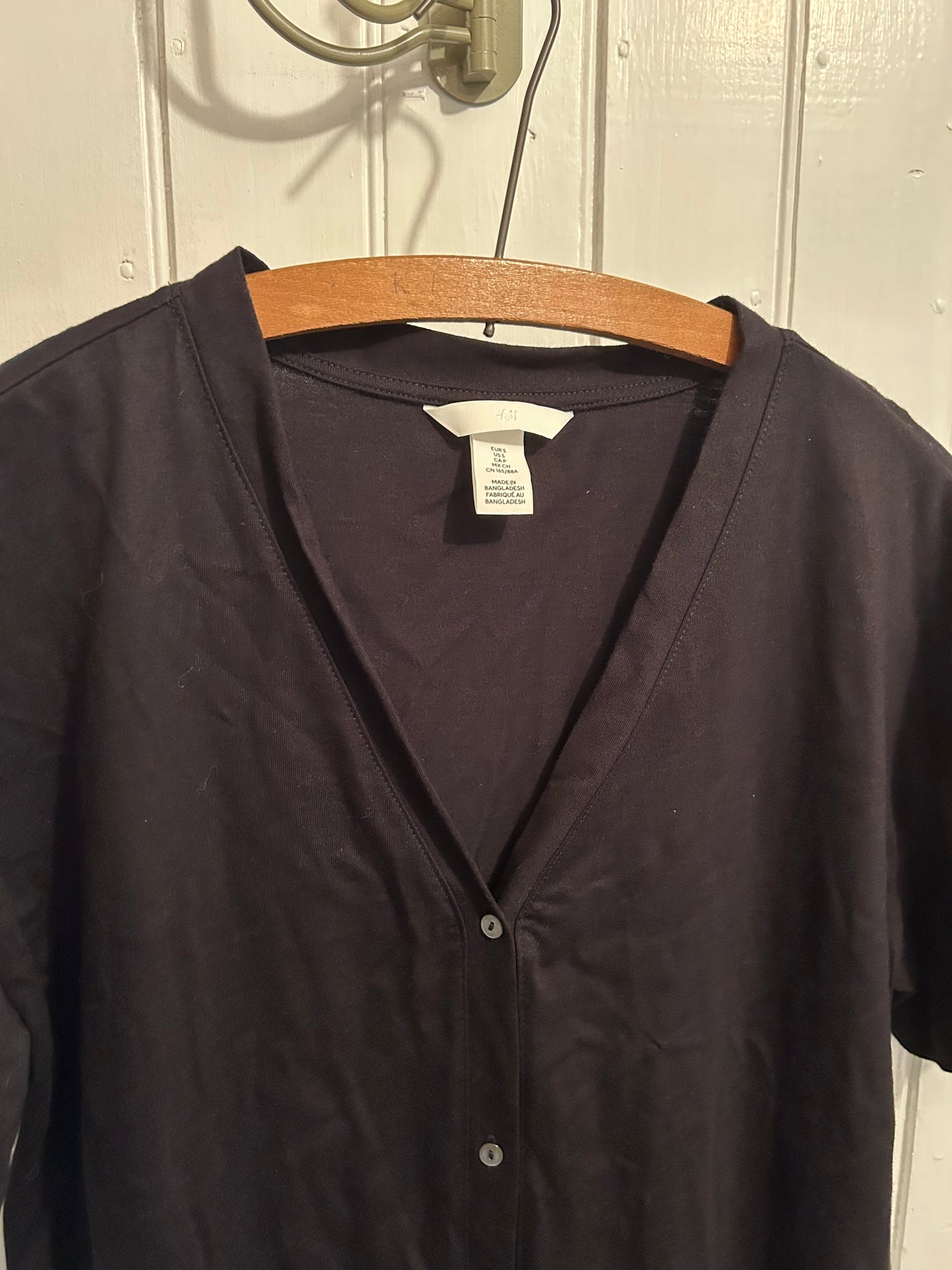 H&M small black button up midi dress