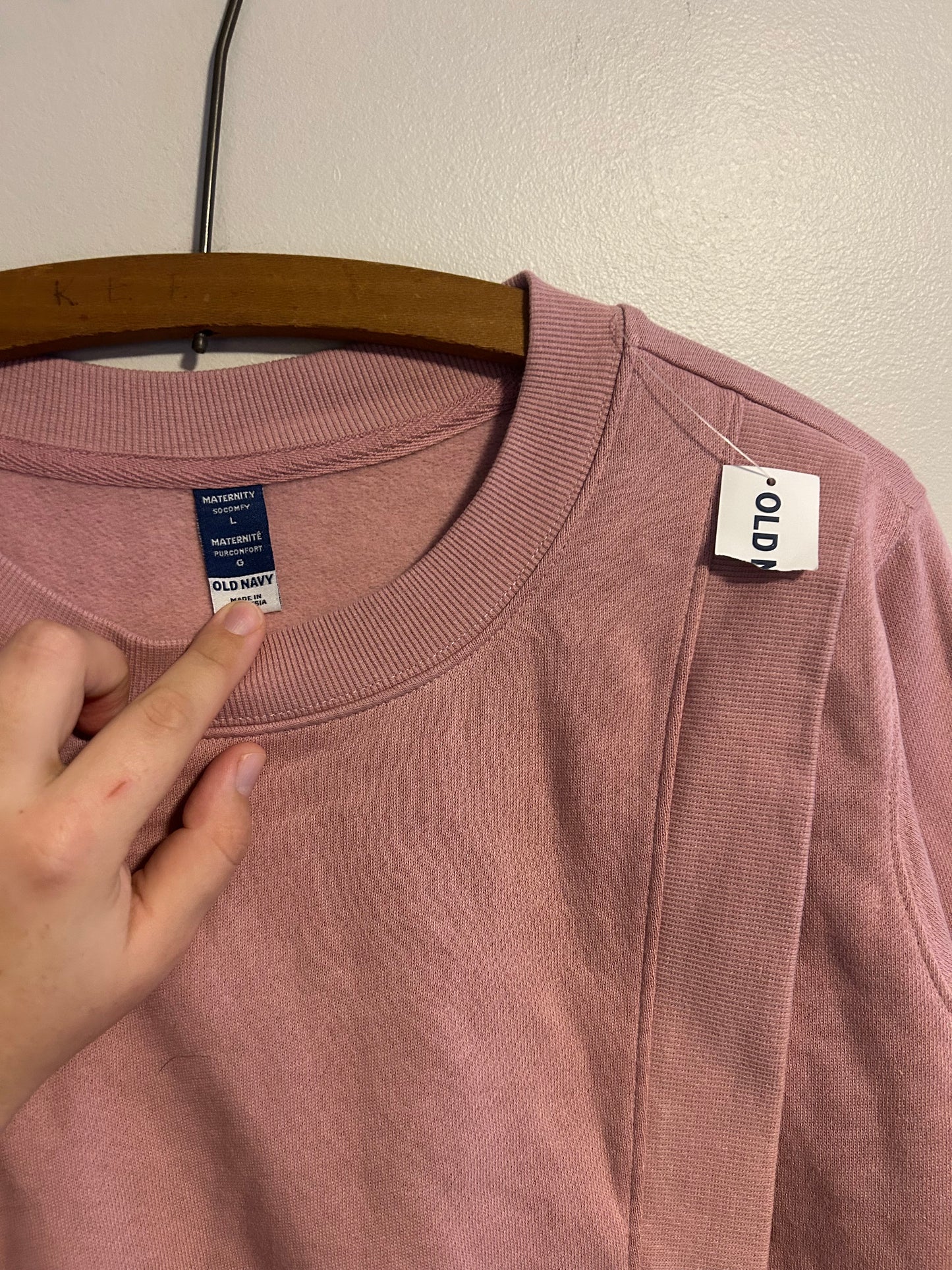 NEW old navy large maternity pink open swoop sweater