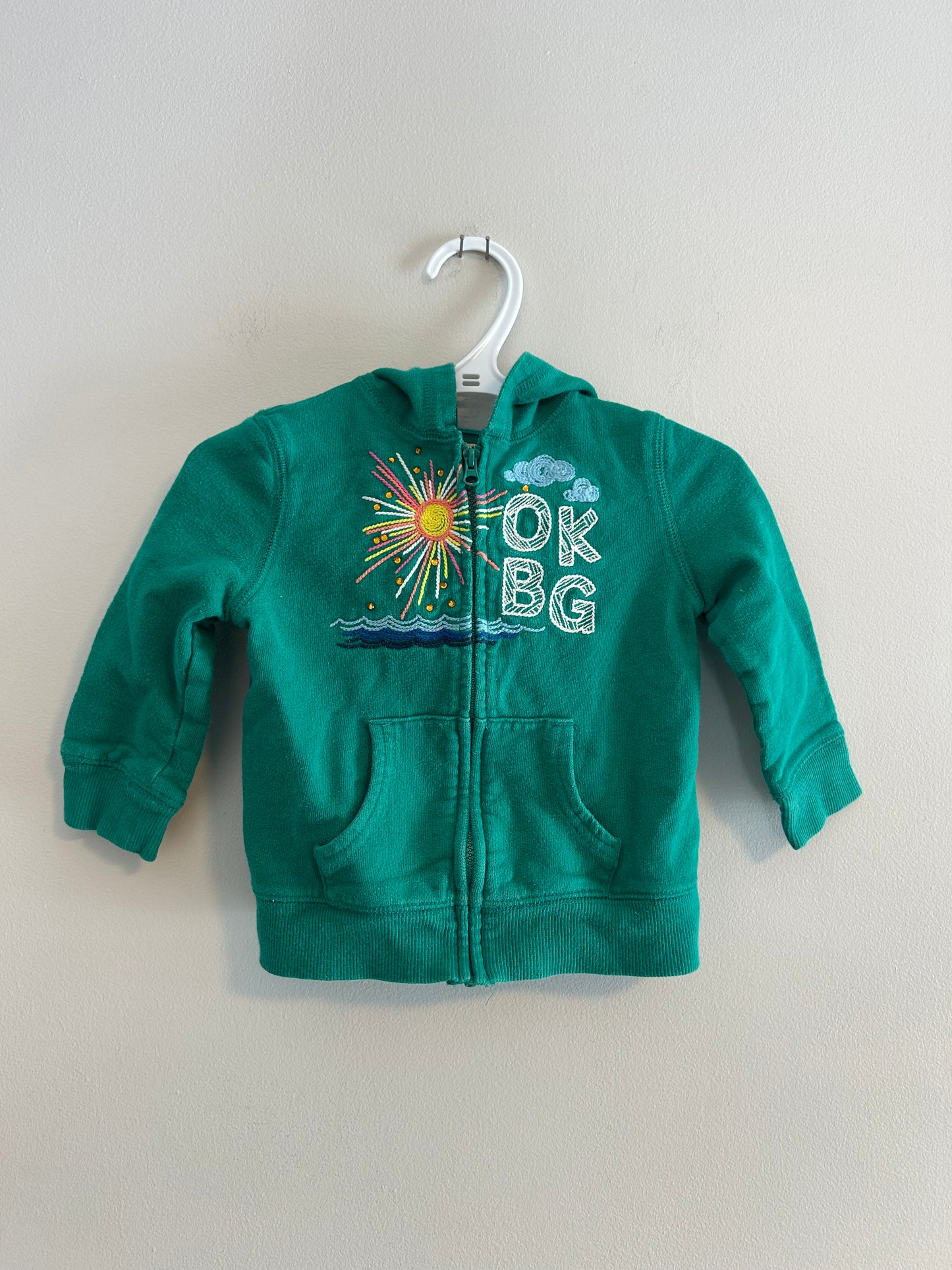 Oshkosh 24m green zip up sweater