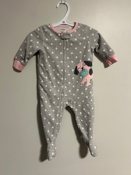 Carters 6m grey polka dot dog fleece sleeper