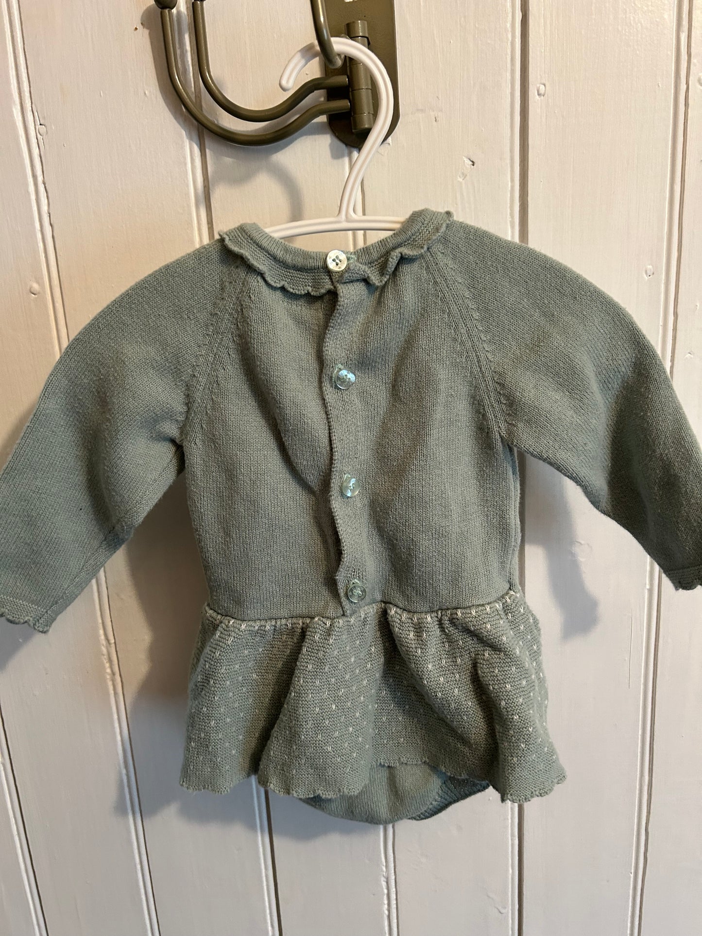 Mayoral 2/4m green knit skirted romper