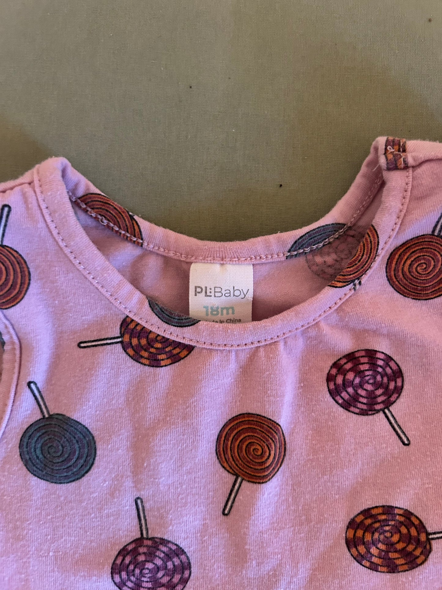 Petit Lem 18m pink sucker peplum & shorts set