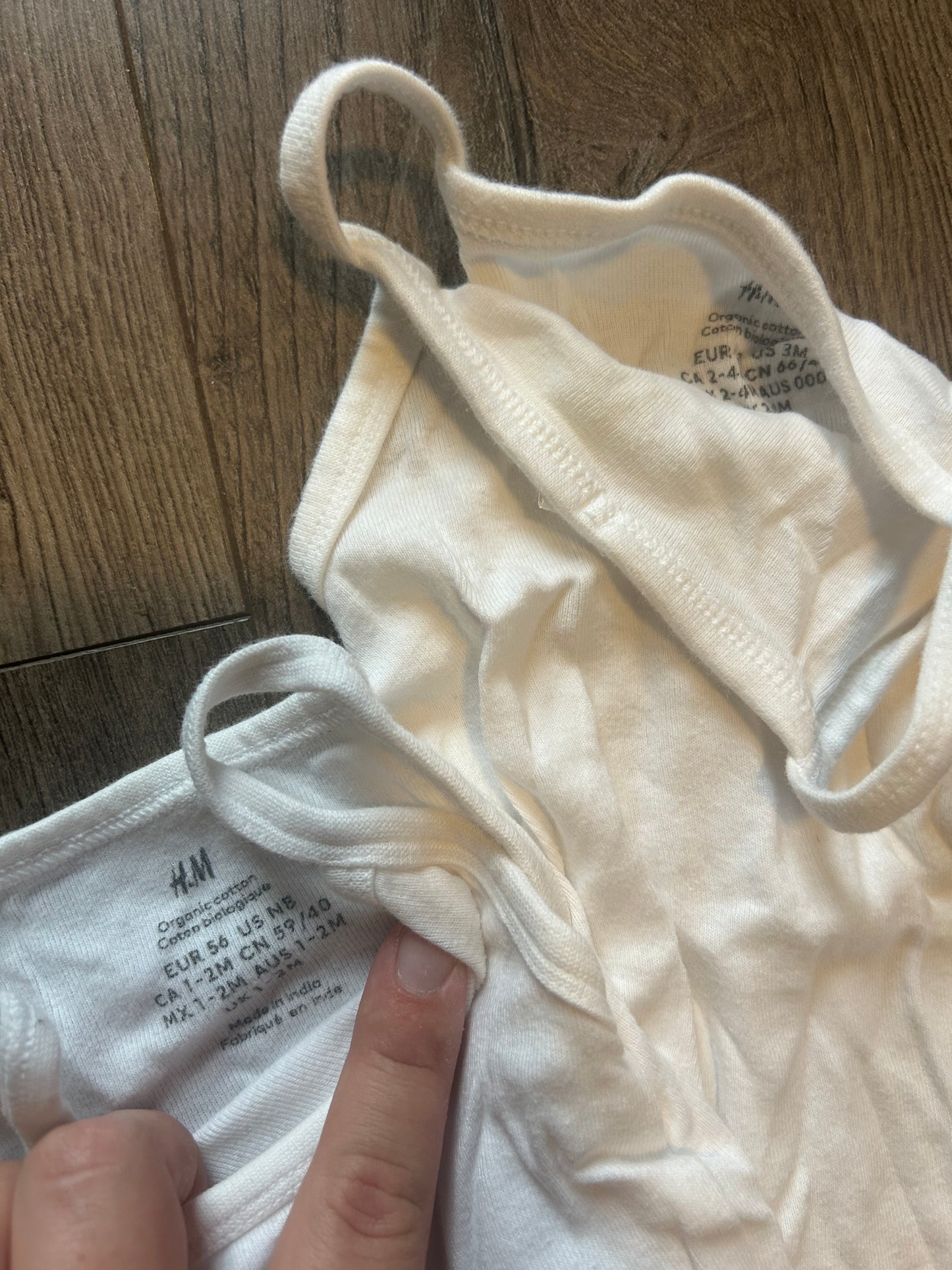 H&M 1-4m white tank onesies