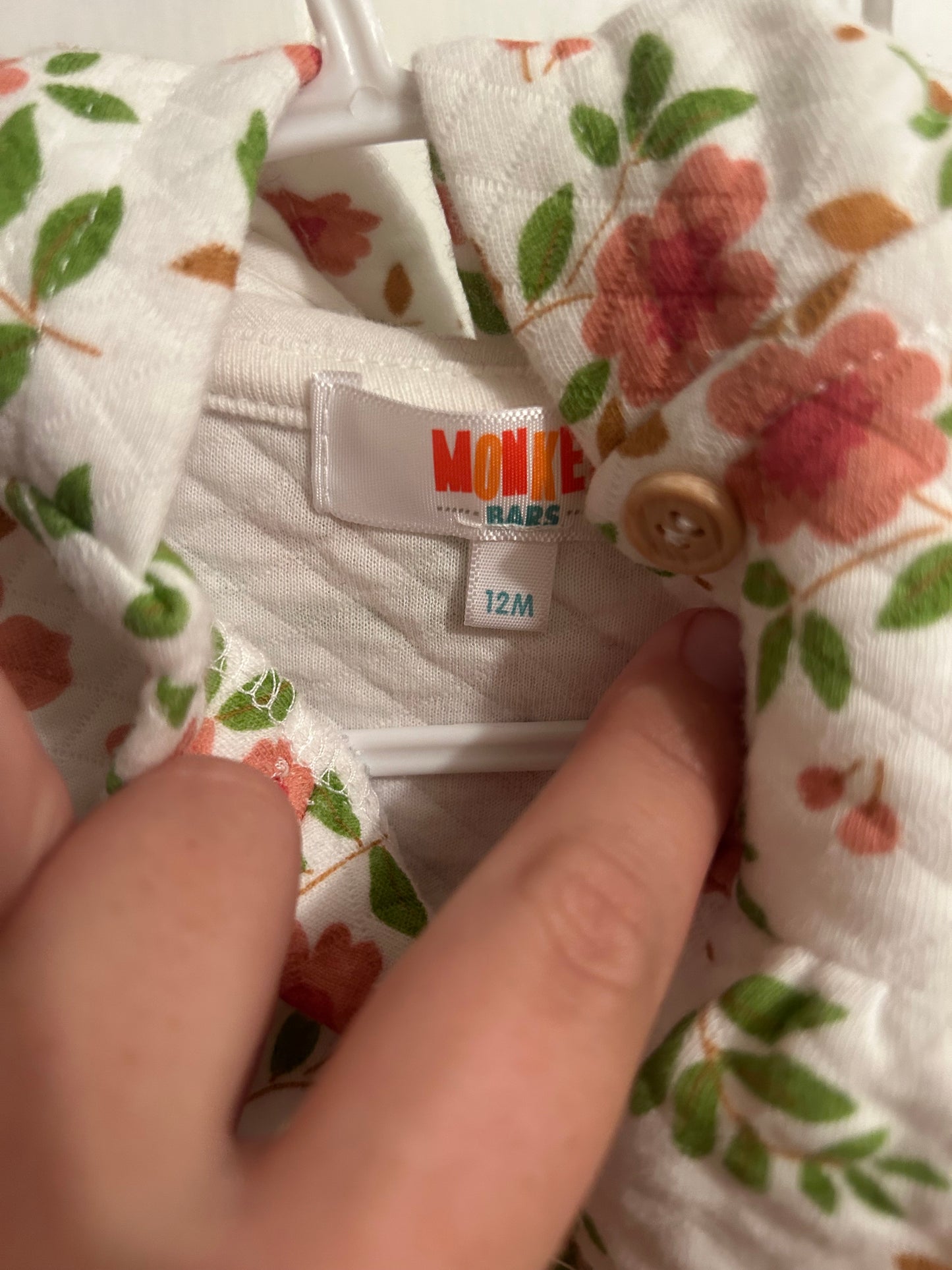 Monkey bars 12m pink floral quilted cardigan