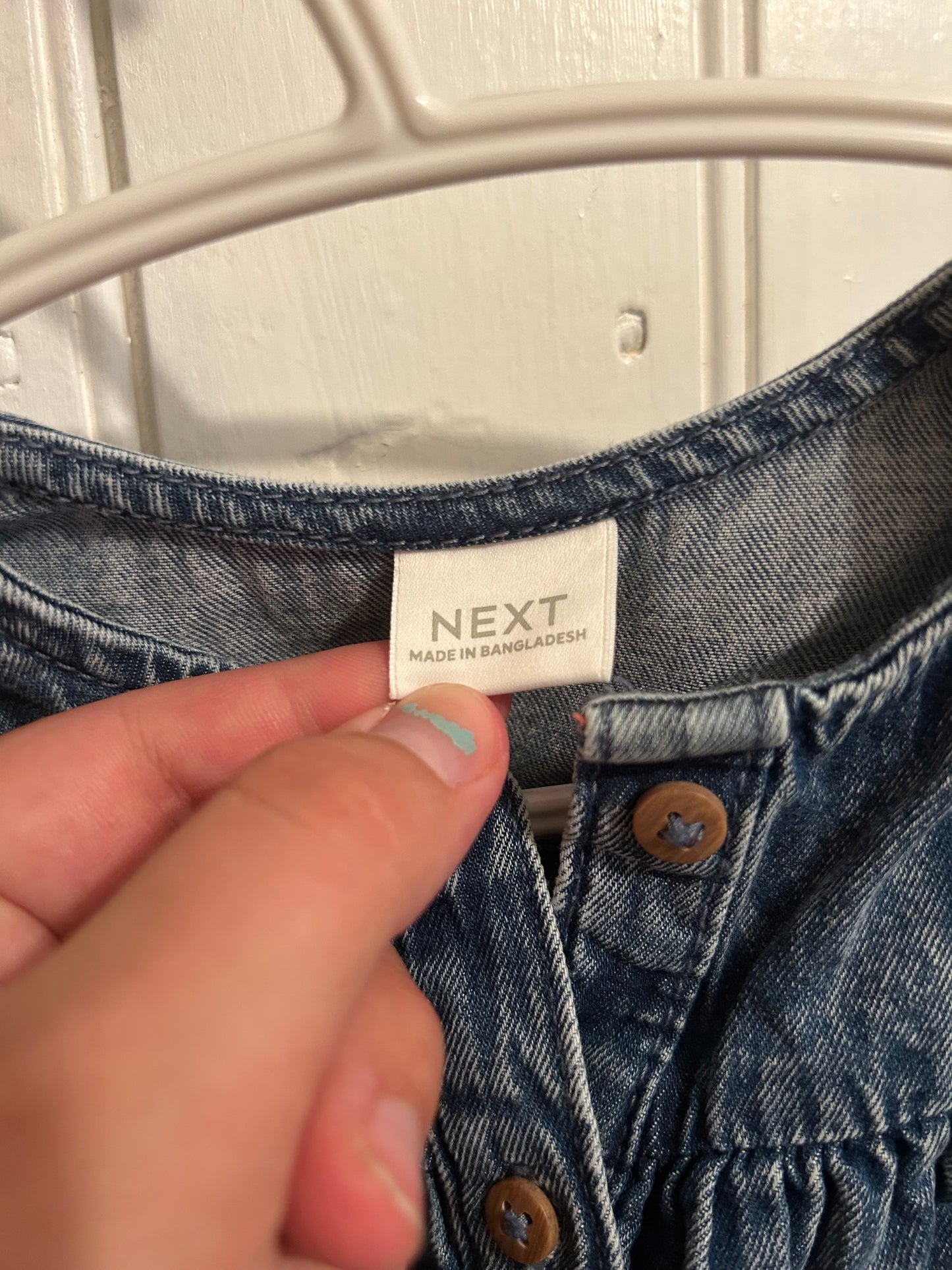 Next 6/9m denim heart pocket dress