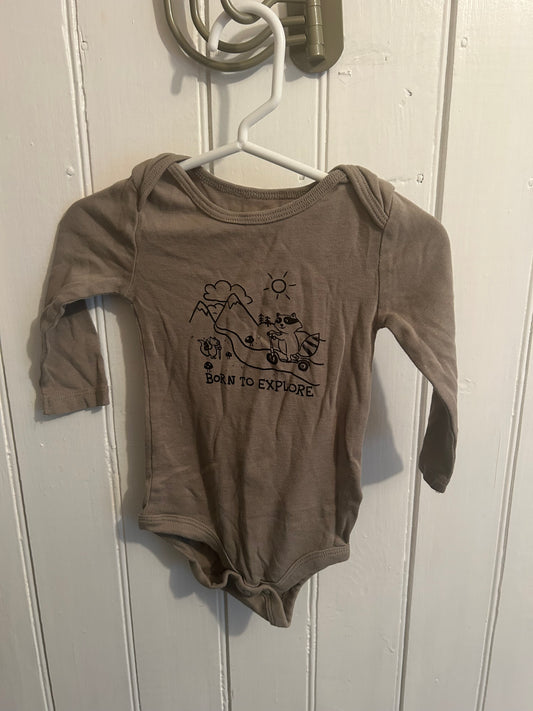 Joe fresh 3/6m brown explore onesie