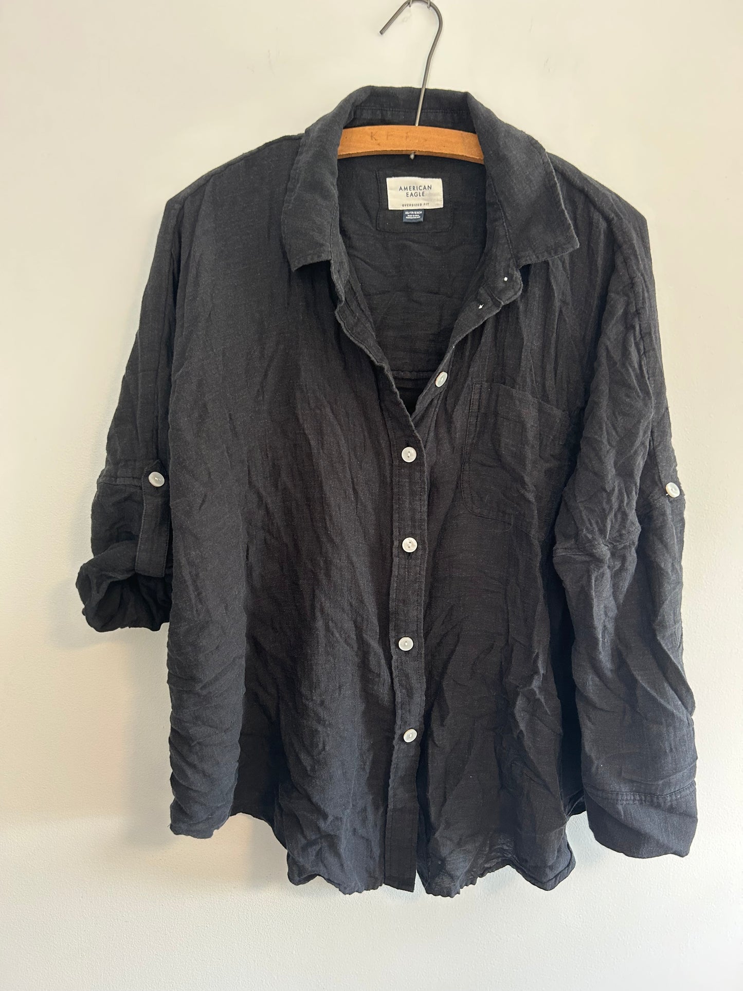 American eagle xs white & black button up linen shirt bundle