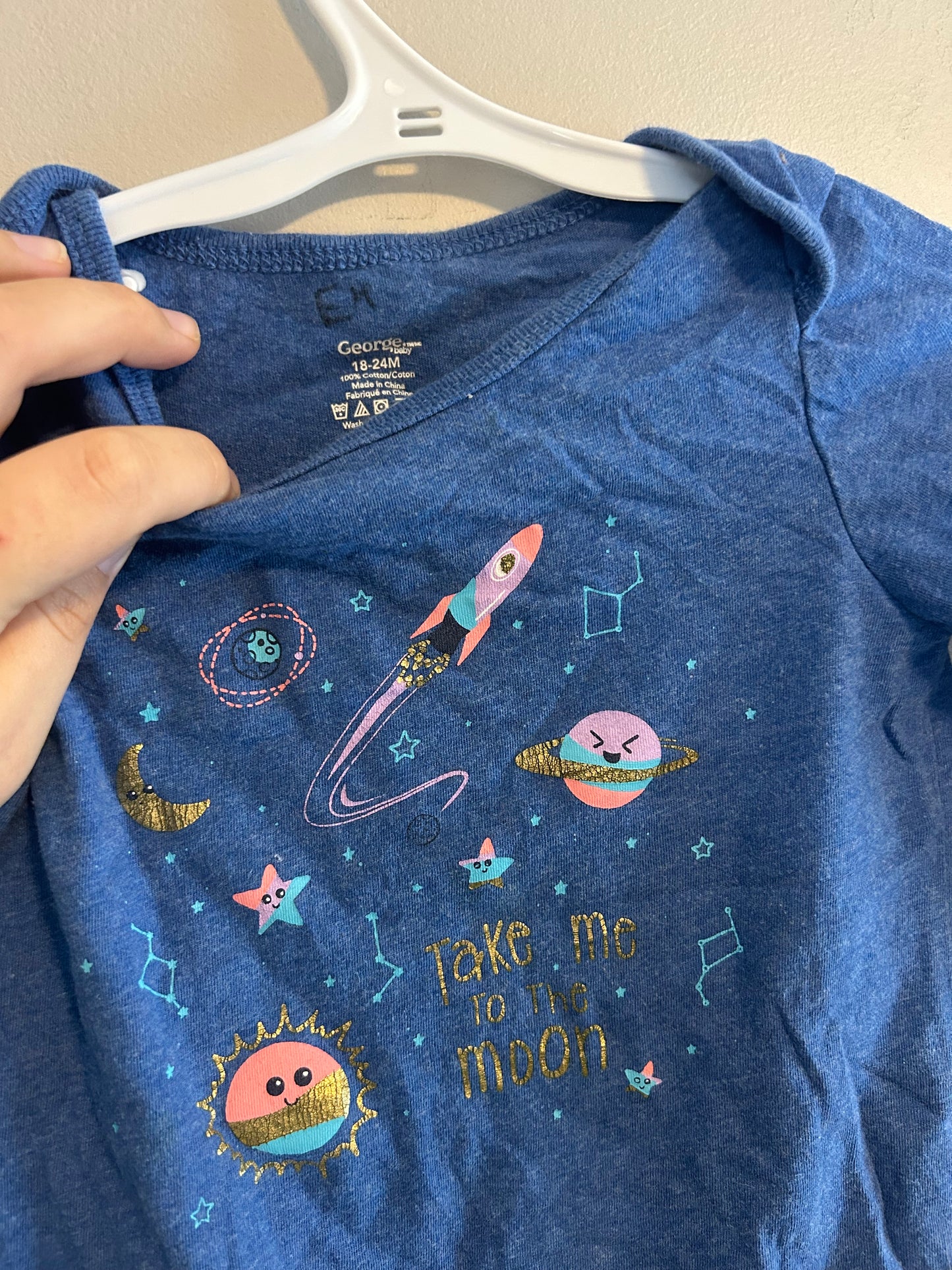 George 18/24m blue moon onesie