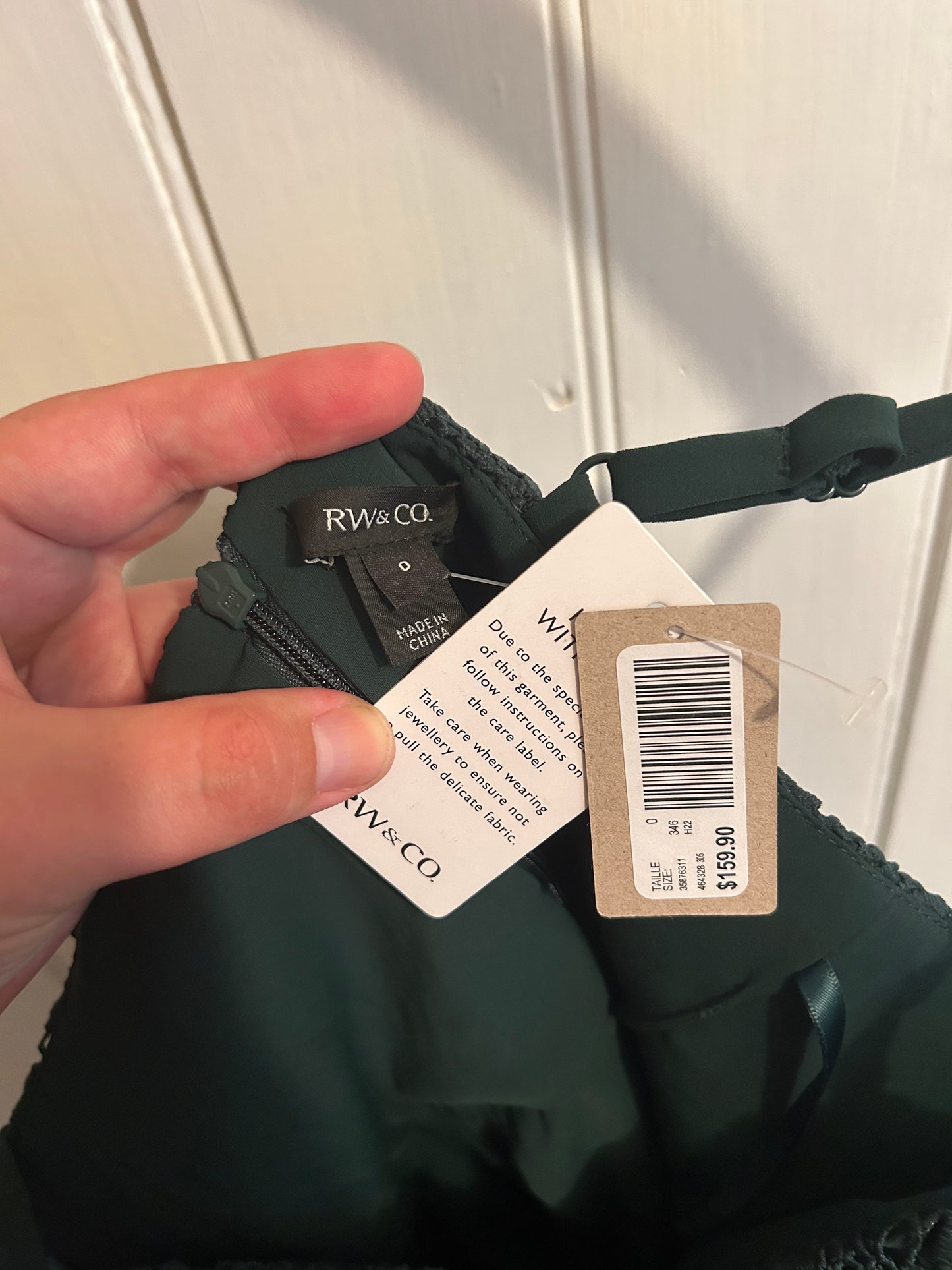 NEW RW&CO 0 dark green lace spaghetti strap midi dress