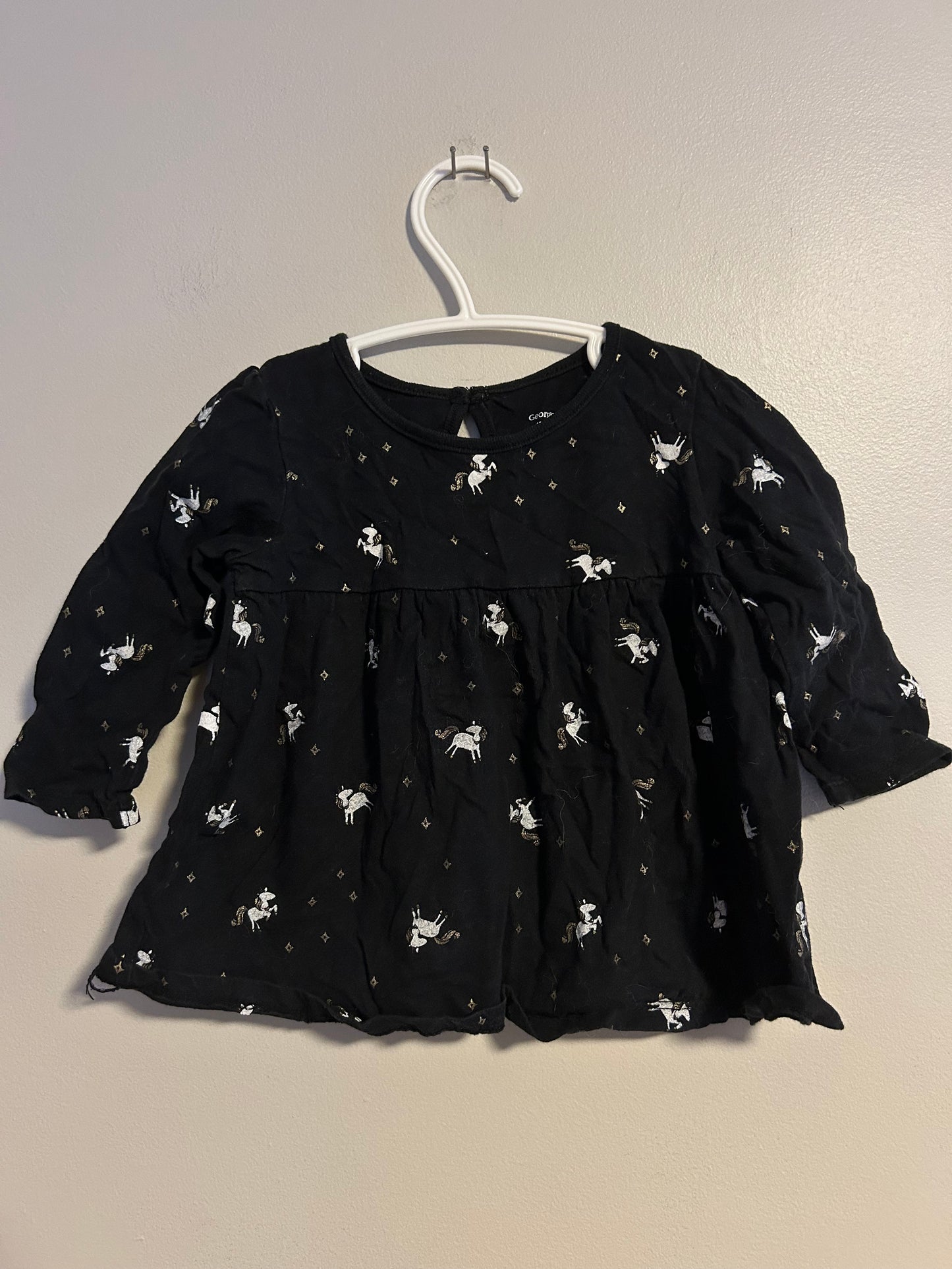 George 12/18m black unicorn top