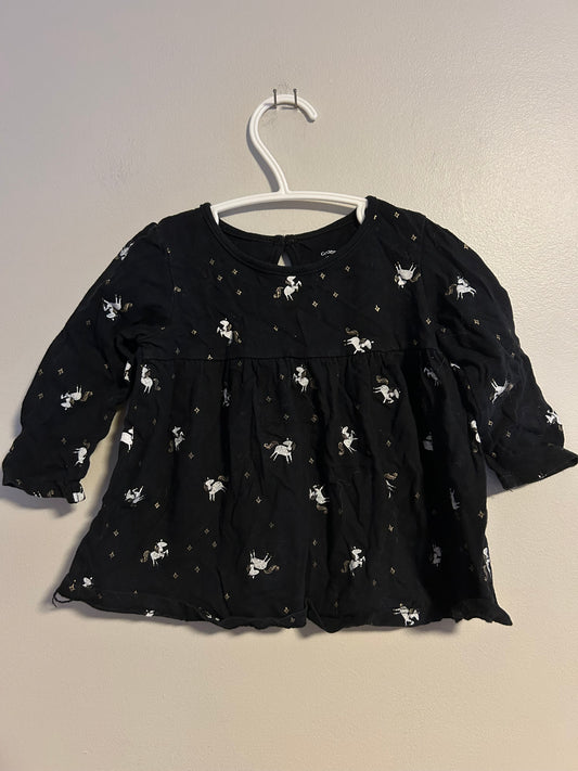 George 12/18m black unicorn top